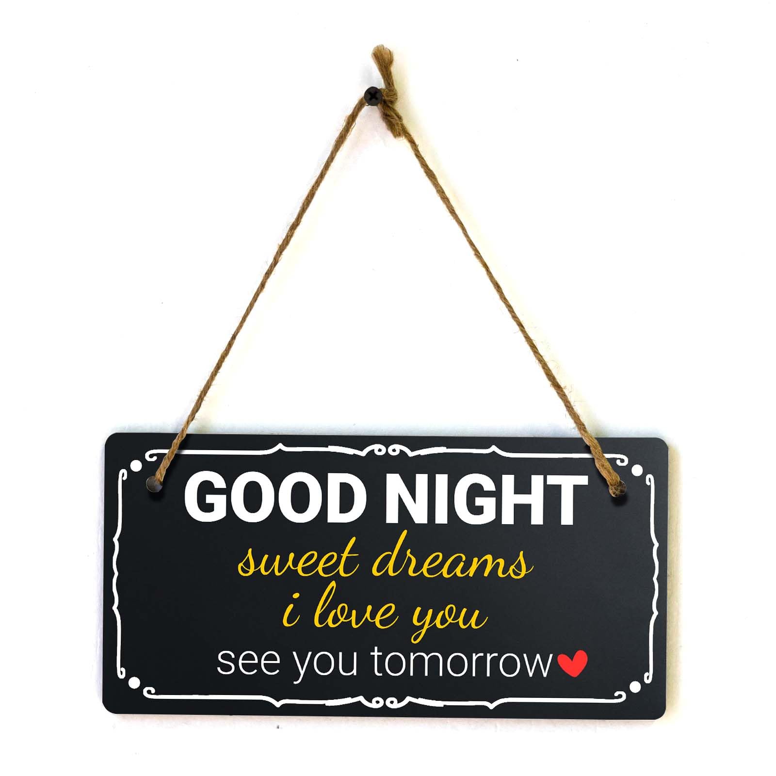 Good Night Sweet Dreams I Love You See You Tomorrow 5x10 Hanging Plus Wall or Door Sign | Home Decor