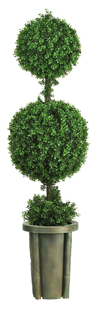 Nearly Natural 5221 Double Ball Leucadendron Topiary with Decorative Vase, 5-Feet, Green