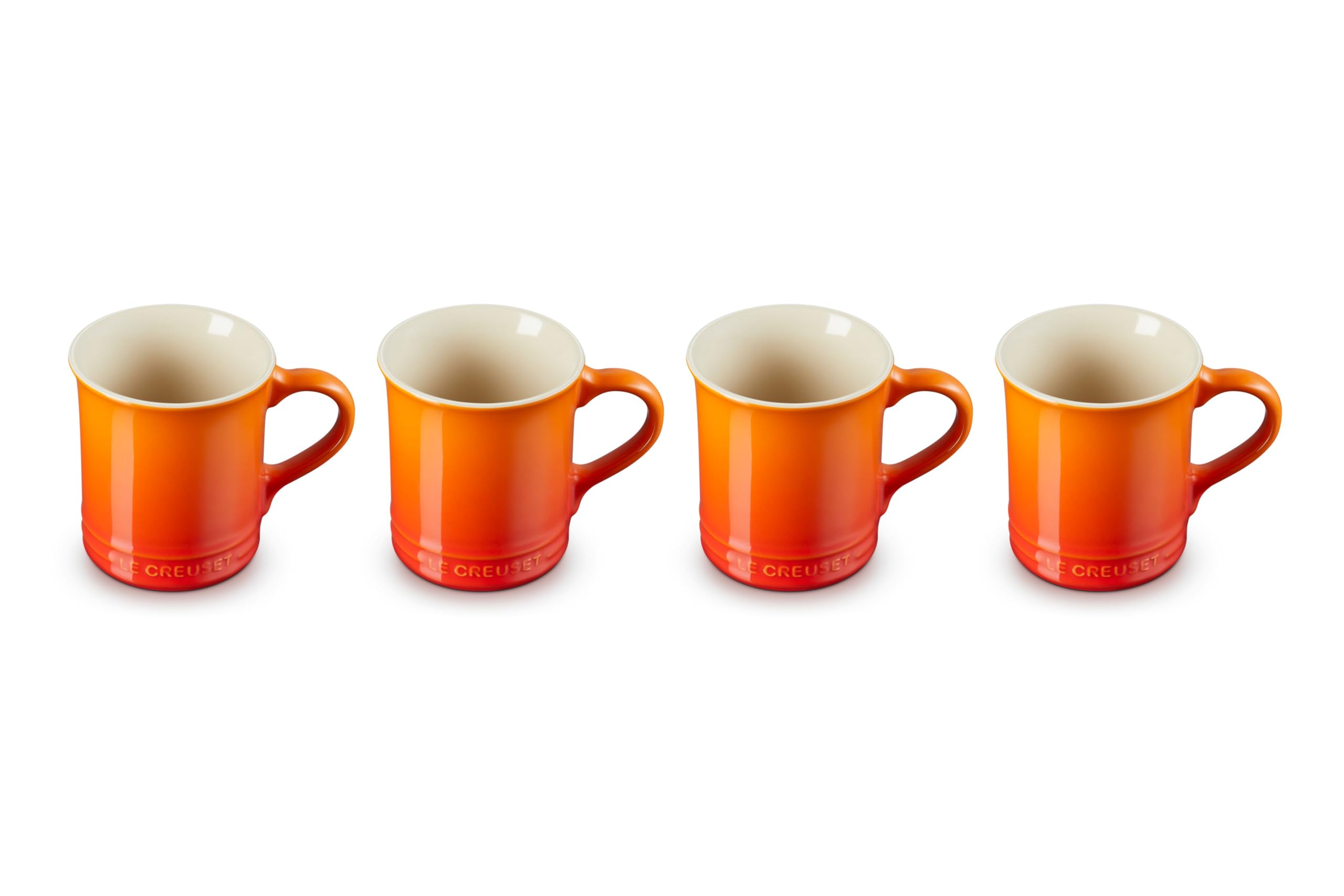 Le Creuset Stoneware Set of 4 Mugs, 14 oz. each, Flame
