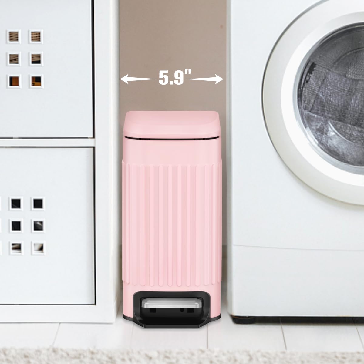 Trashaid Pink Bathroom Trash Can, 1.6 Gallon Stainless Steel Small Garbage Can With Lid, Step Pedal, Cute Wastebasket For Bathro