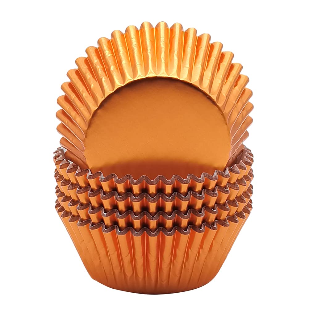 Mombake Standard Orange Foil Cupcake Liners Muffin Baking Cups For Party And More, 100-Count
