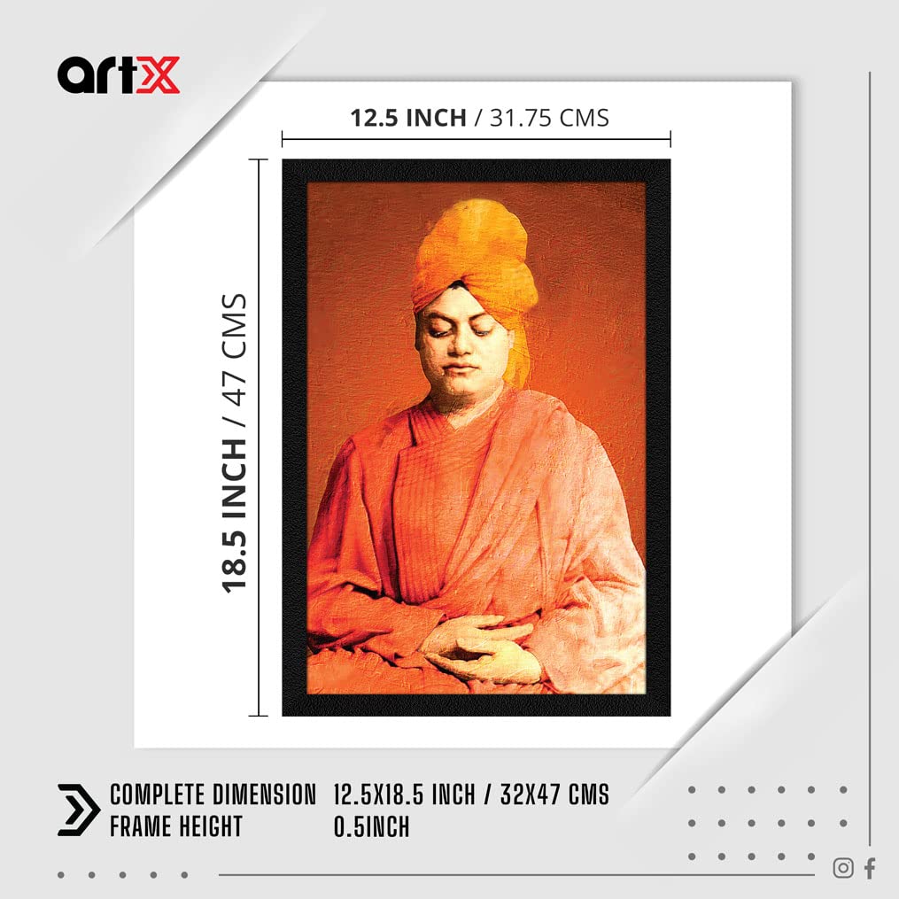 Artx Swami Vivekananda Power Framed, Wall Art Painting 12.5 X 18.5 Inch Picture In Synthetic Wood Frame Multicolor