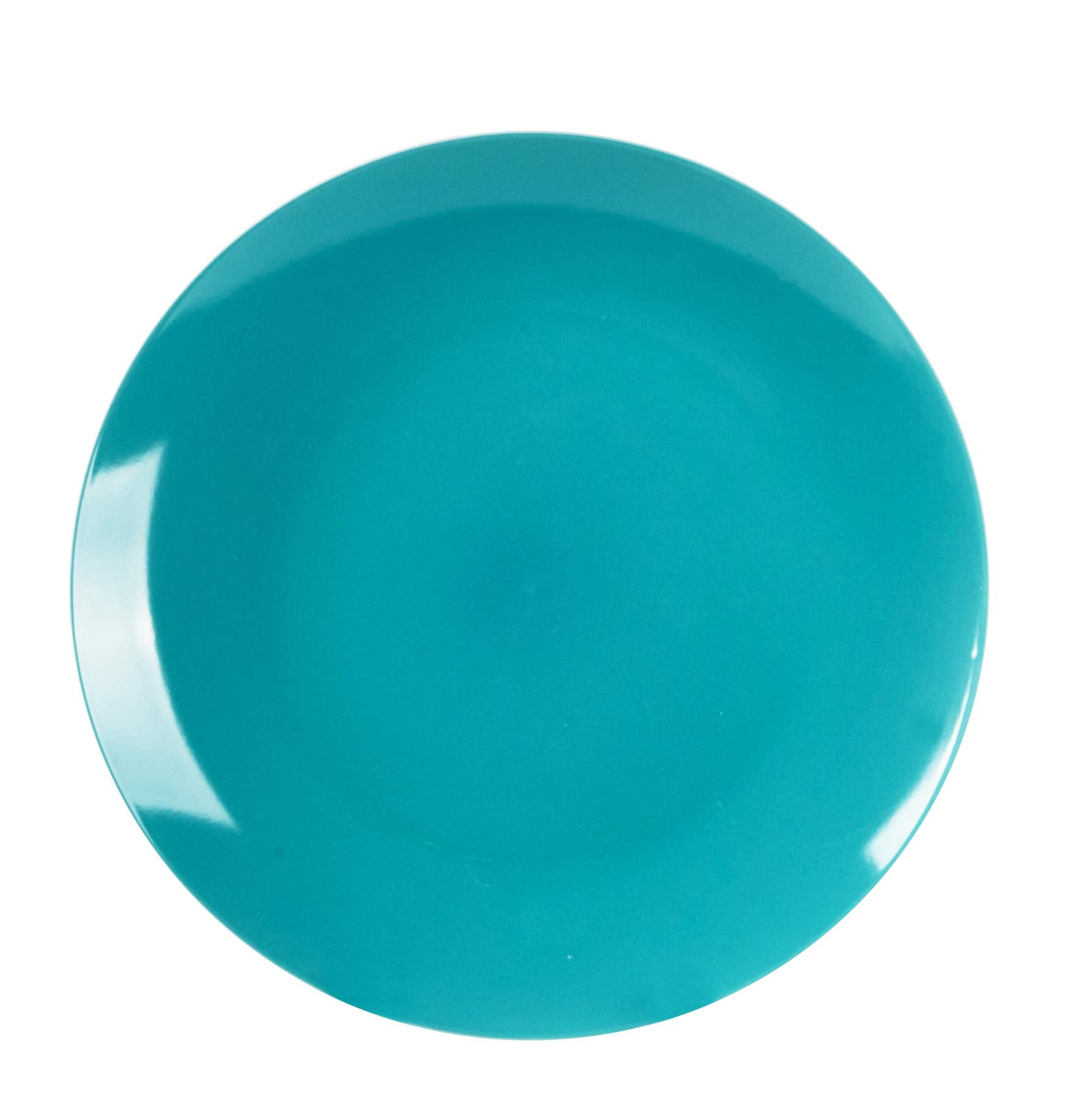 HomeVss, Stoneware Coupe Shape 16pc Dinnerware Set, Outside White + Inside Turquoise