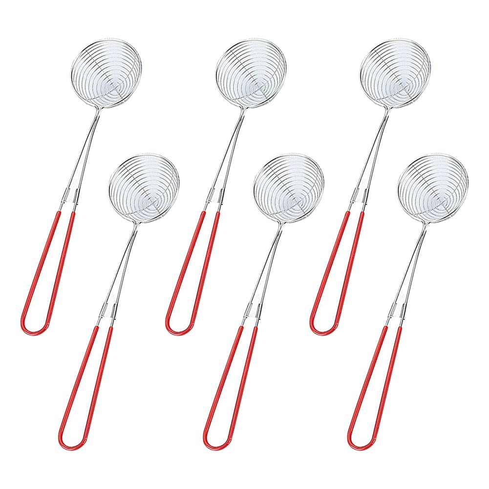 ccHuDE 6 Pcs 2.5 inch Stainless Steel Strainer Scoops Hot Pot Strainer Spoons Slotted Strainer Ladle Spider Strainer Skimmer Kit