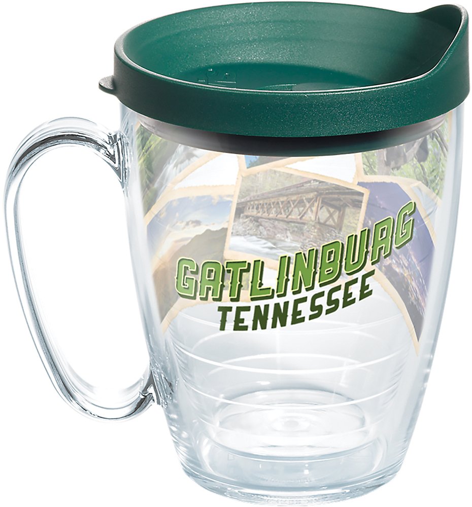 Tervis Tennessee - Gatlinburg Collage Tumbler With Wrap And Hunter Green Lid 16Oz Mug, Clear