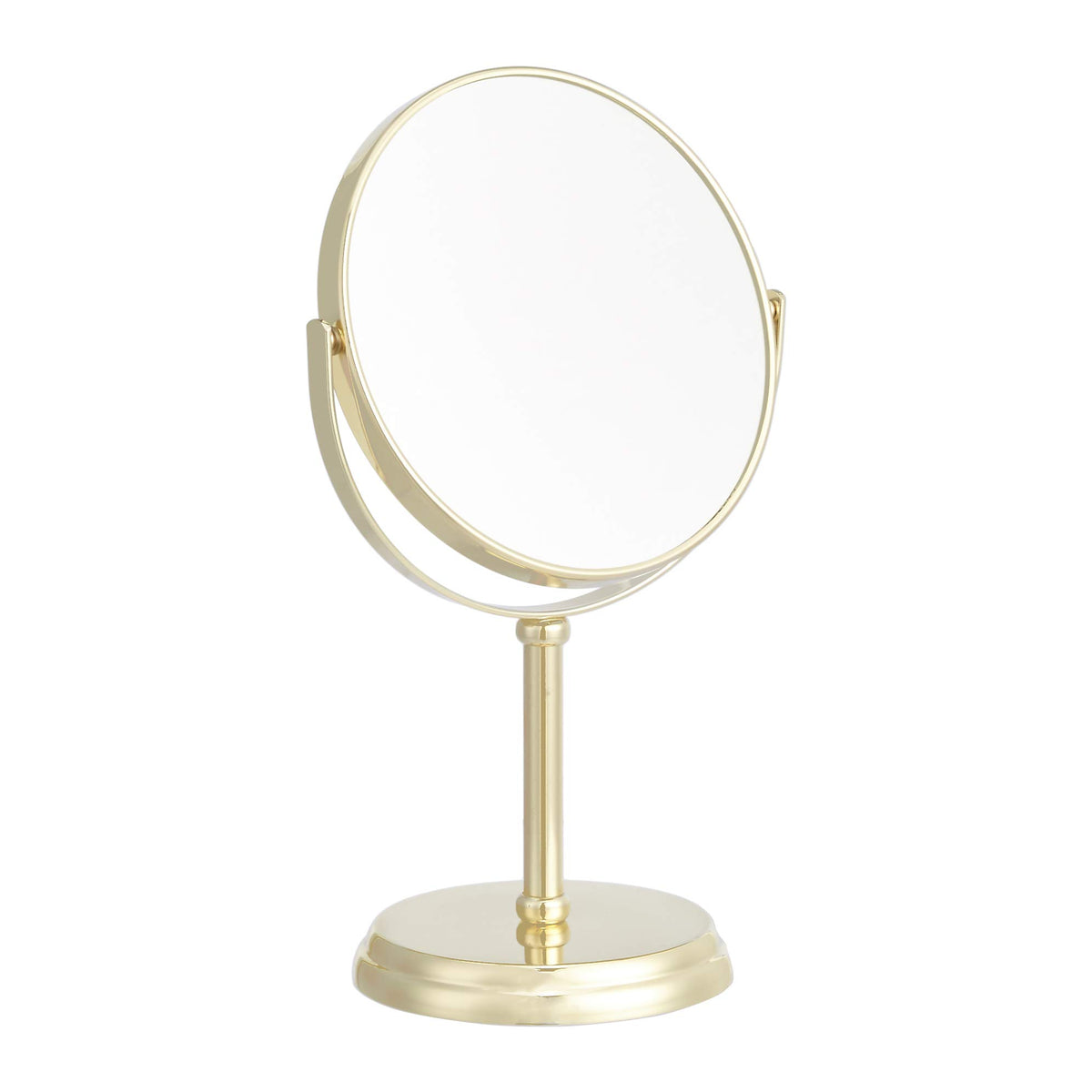 Amazon Basics Tabletop Mount Vanity Round Mirror, 1X/5X Magnification, Iron, 7.2''L X 4.92''W, Gold