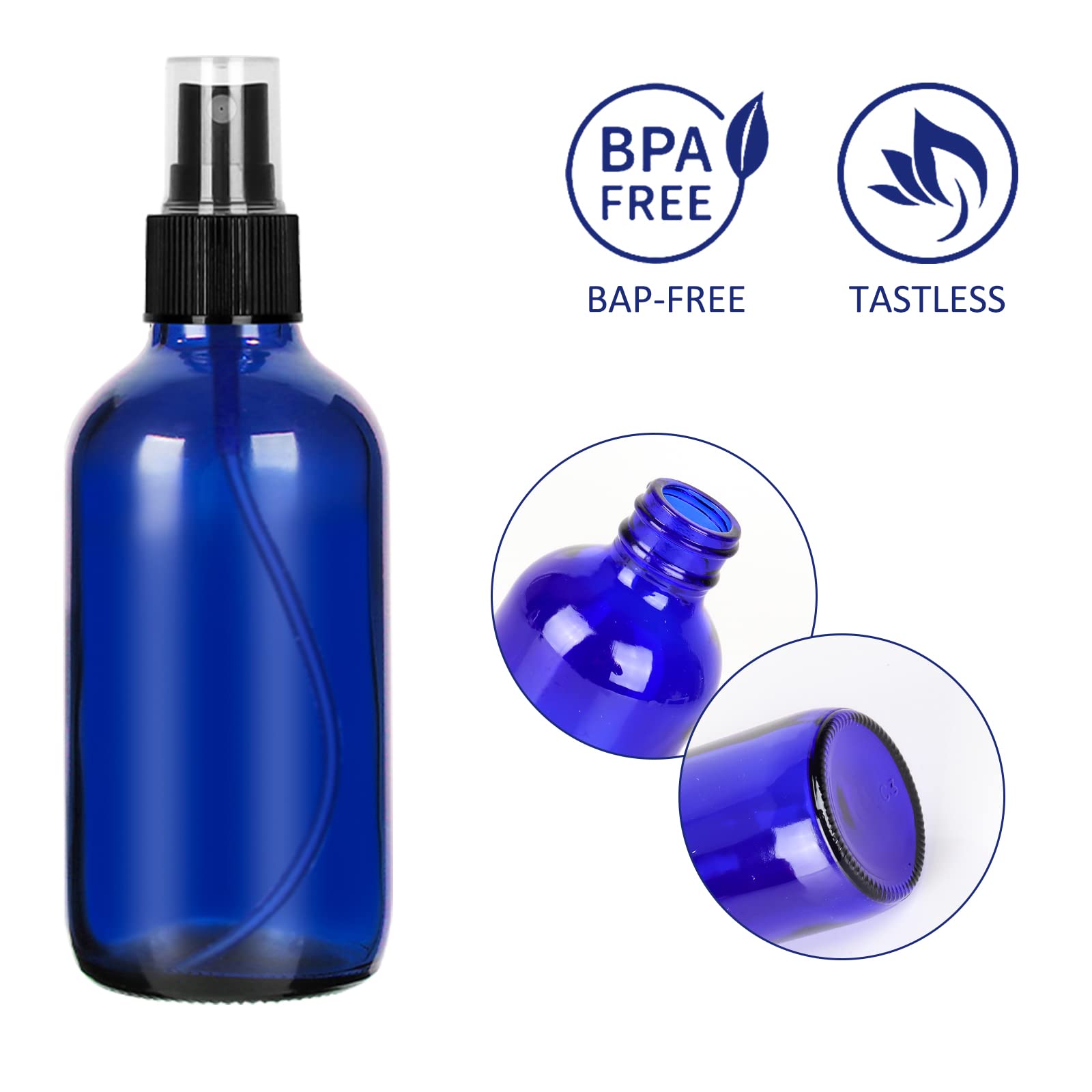 Cyclemore 120Ml 16 Pack 4Oz Blue Glass Spray Bottles With Fine Mist Sprayers, Glass Travel Bottles For Cosmetic, Essential Oils,