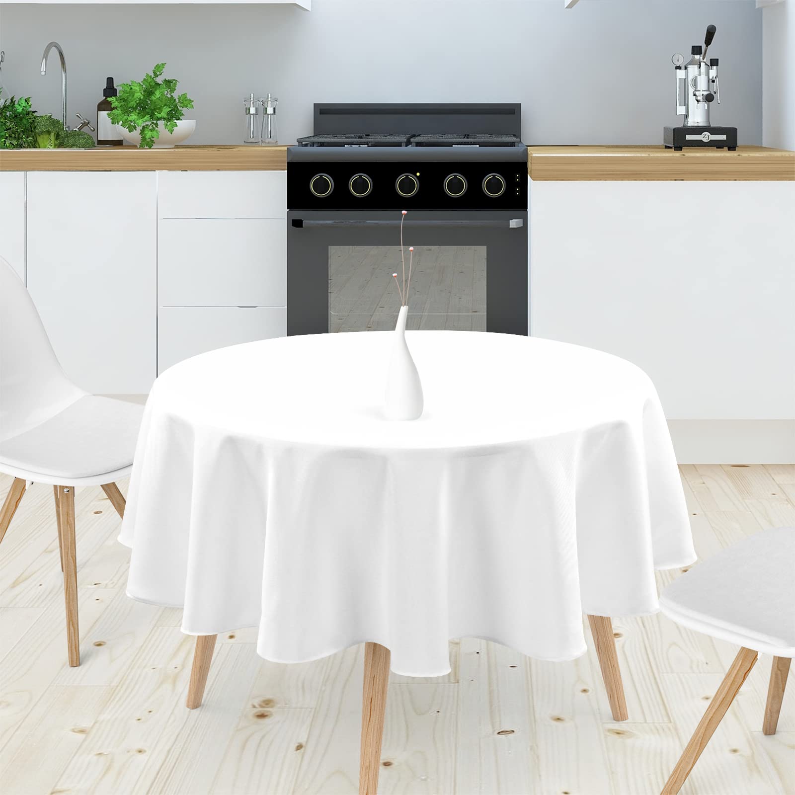 6 Pack Polyester Round Tablecloth 70 Inch White Table Cloths Water Resistant Polyester Cloth Round Tablecloths Washable Tableclo