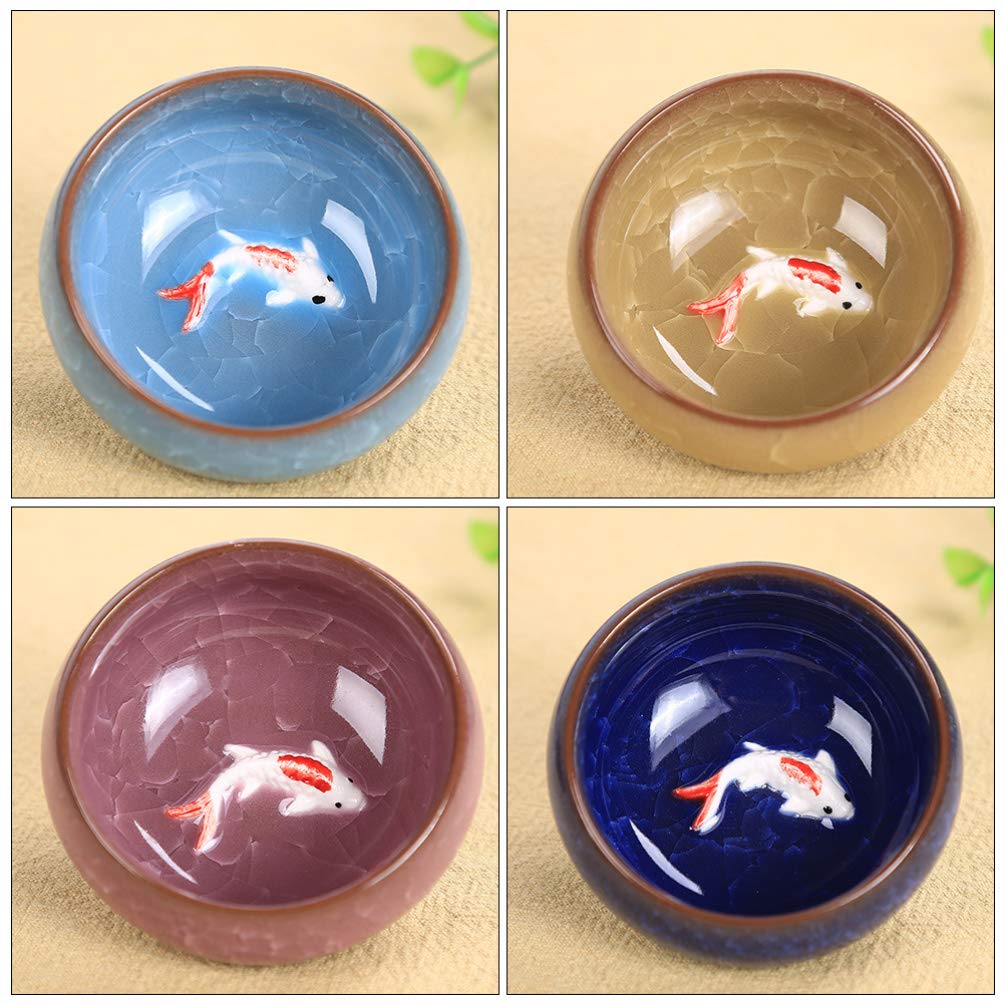 Hemoton 6Pcs Ceramic Kung Fu Tea Cups Chinese Japanese Vintage Handmade Ceramic Tea Set Porcelian Asian Tea Cups Ceramic Teaware