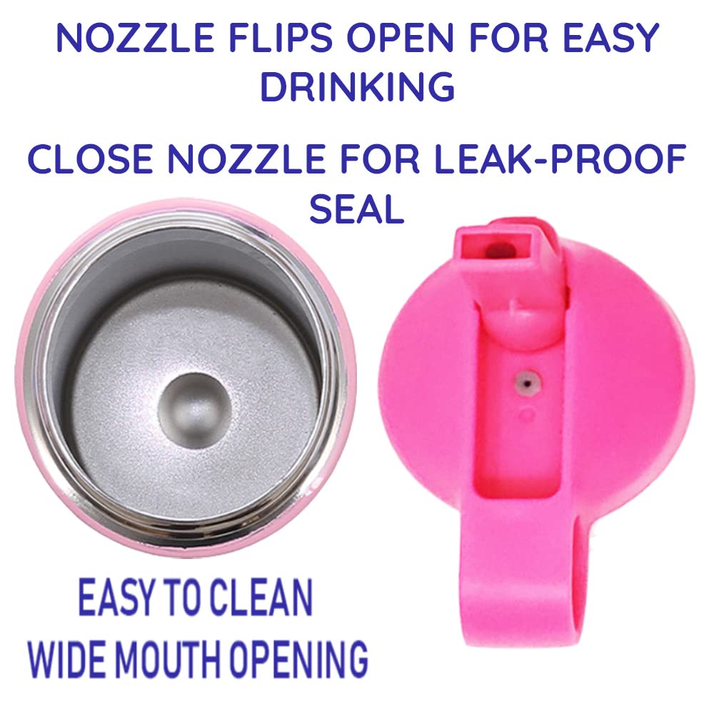 12 Oz Kids Stainless Steel Unicorn Pink Water Bottle With 2 Pack Straws And 1 Stainless Brush - Eco-Friendly - Bpa Free - By F-3