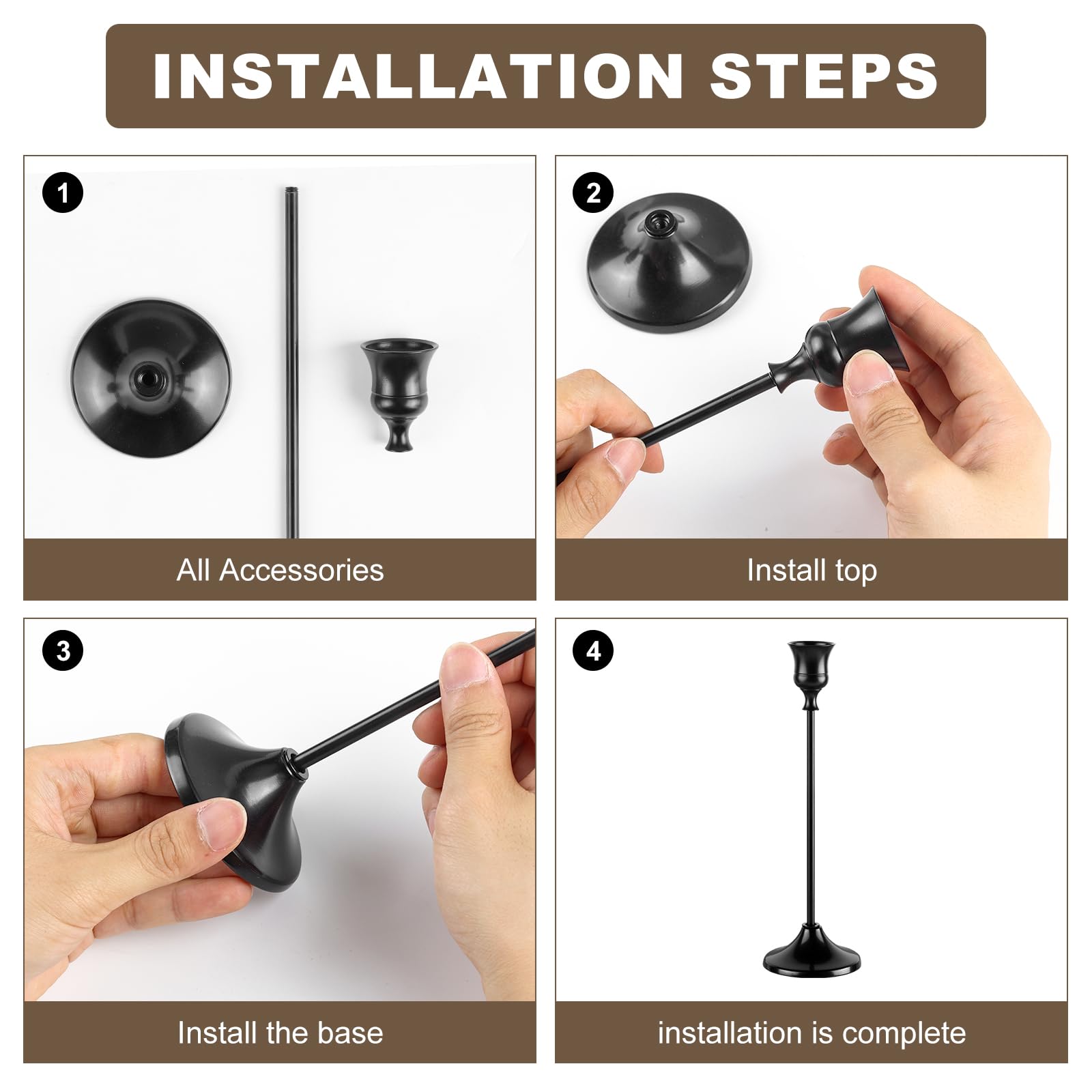 Tunyet Candlestick Holders, 6PCS Metal Taper Candle Holder, Black Candle Holders for Candlesticks, Candle Holder for Wedding Fir