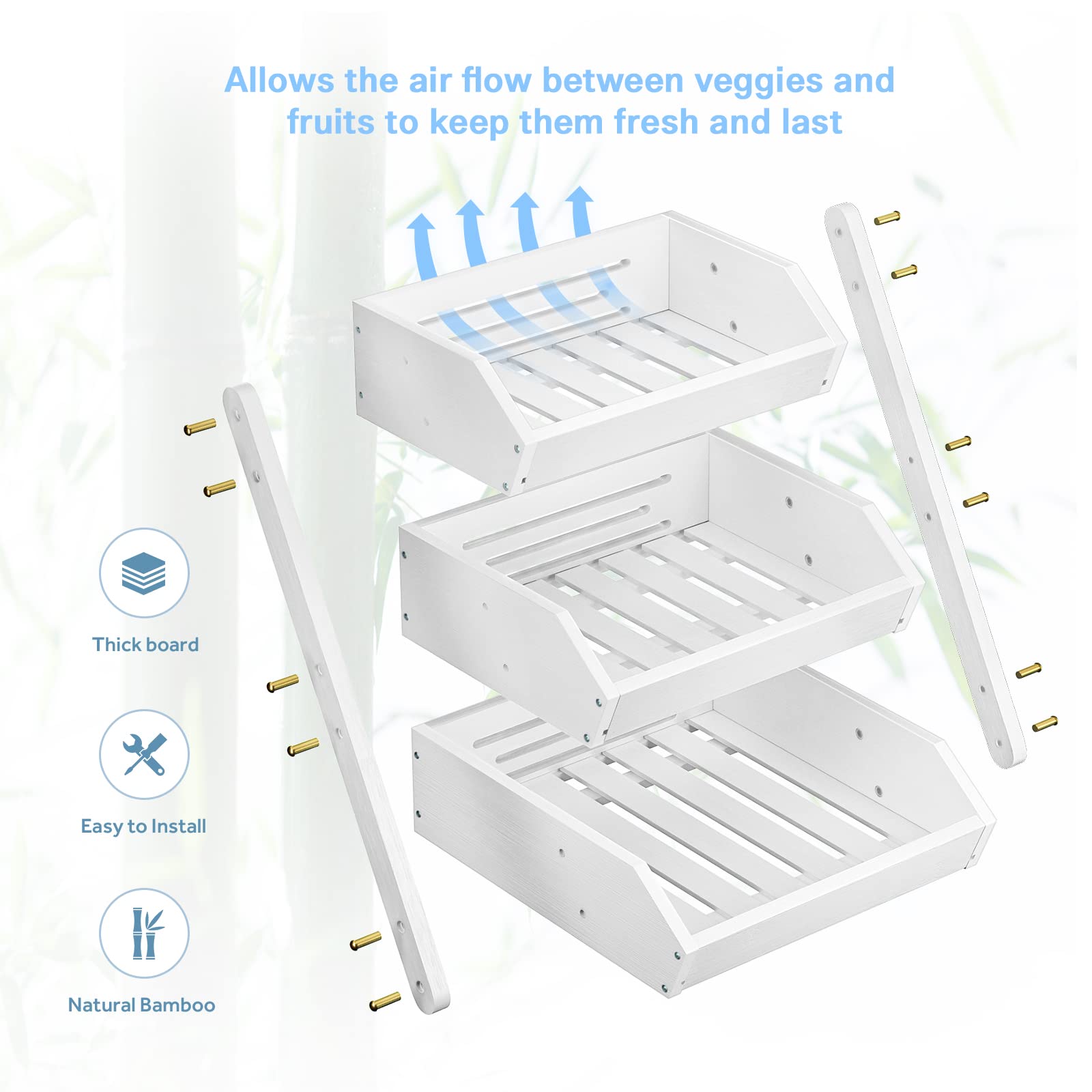 G.A Homefavor Fruit Basket For Kitchen, 3-Tier Fruit Bowl For Kitchen Counter, Vegetable Storage Stand For Fruit Shop, 15 Mm Thi
