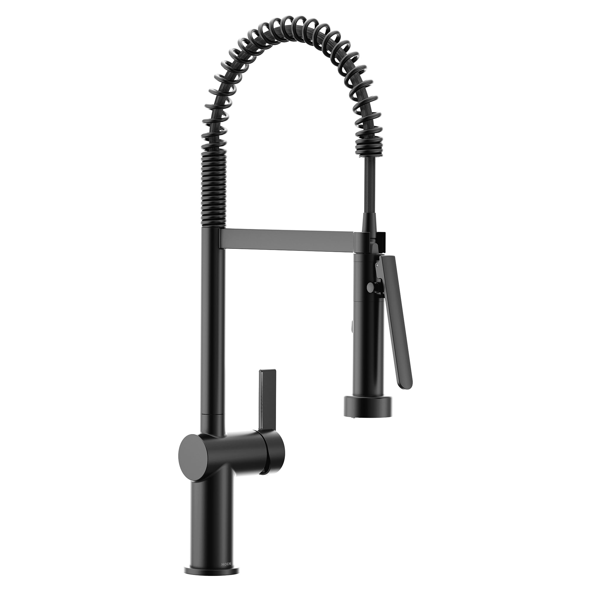 Moen CIA Matte Black Pre-Rinse Spring Kitchen Faucet with PowerBoost Pro, 7822BL
