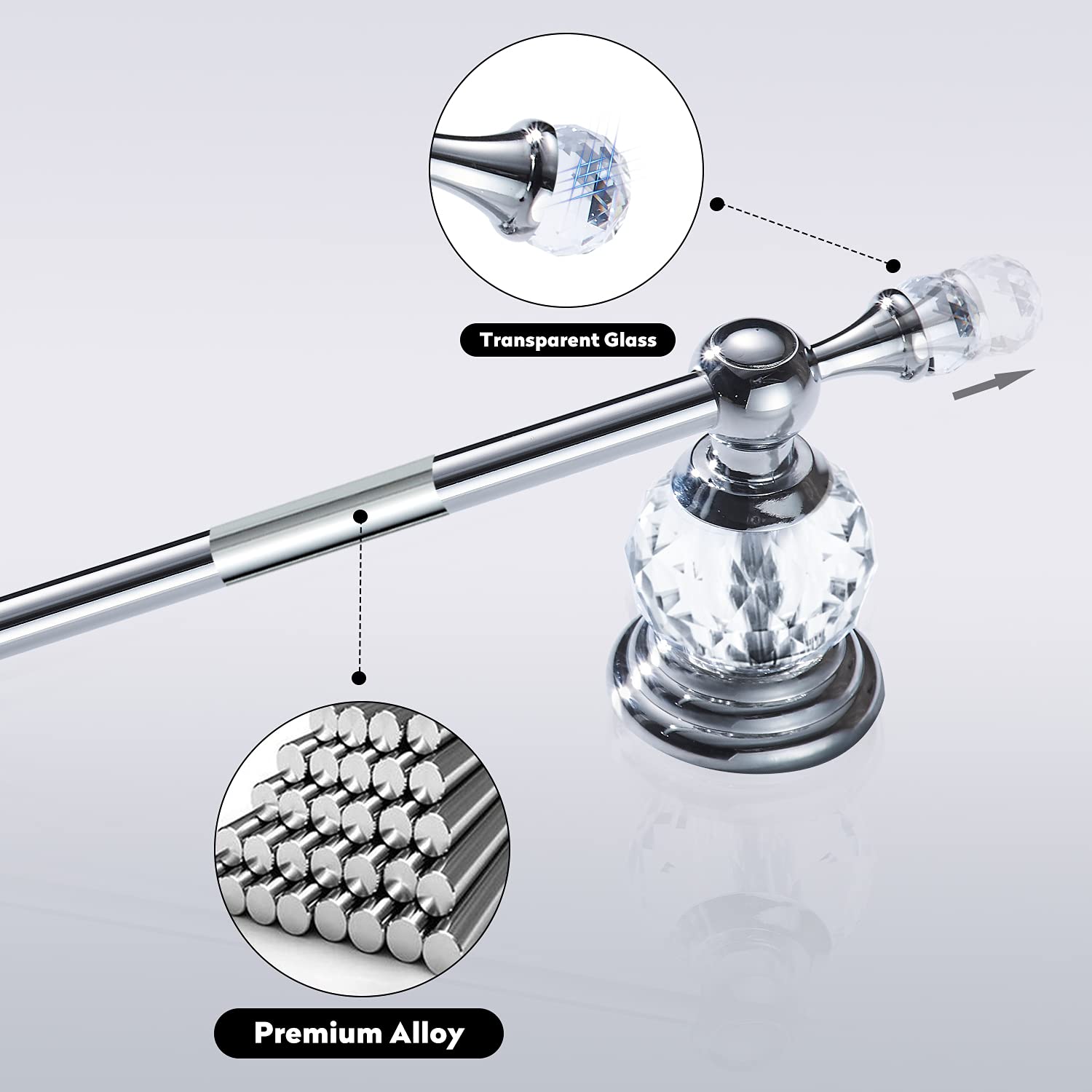 BATHSIR Crystal Toilet Paper Holder  SilverToilet Roll Holder Modern Bathroom Accessories Zinc Alloy Tissue Hanger Wall Mounted
