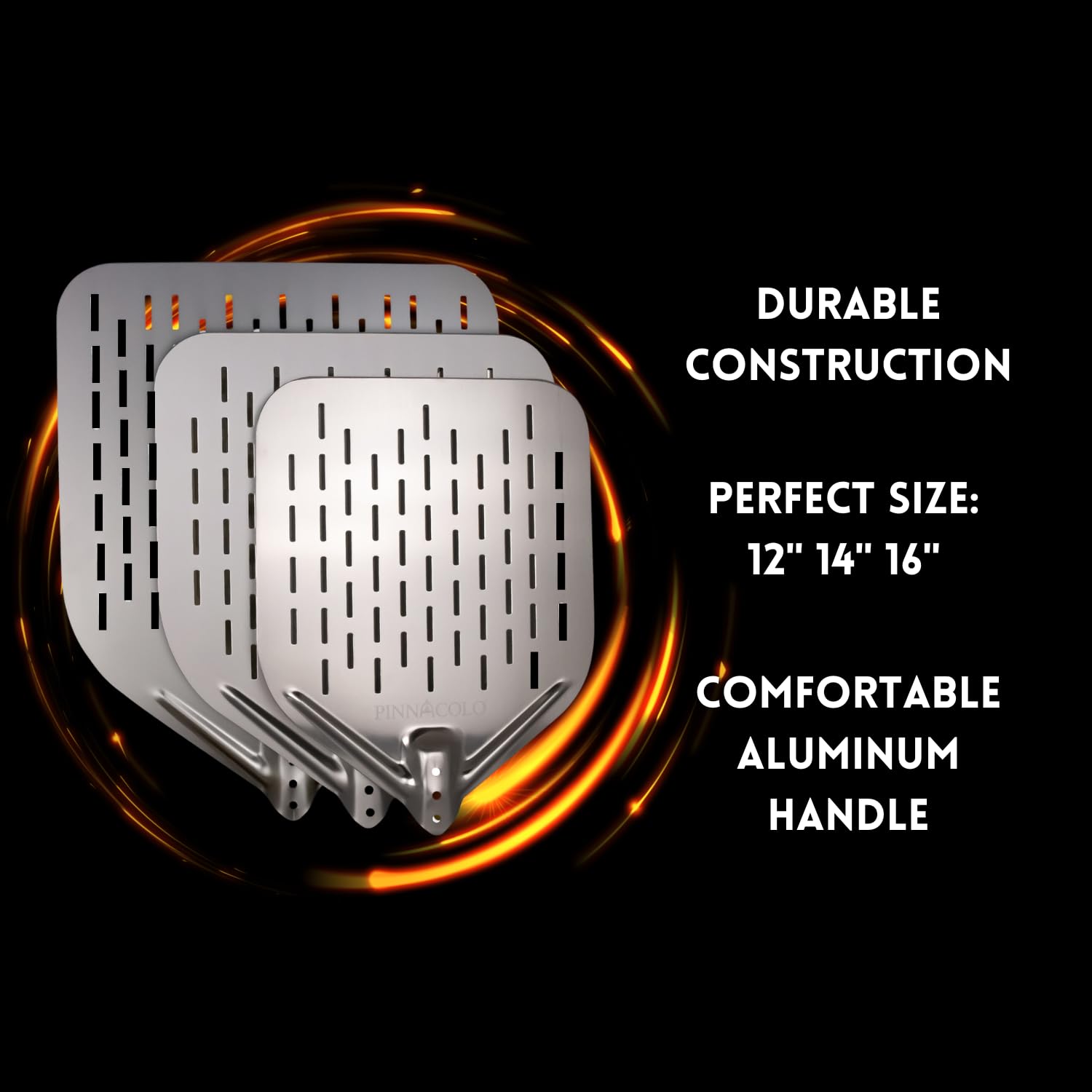 Pinnacolo 12 Inch Perforated Aluminum Pizza Peel With Handle - Lightweight And Easy To Use, Perfect For Homemade Pizza, Bread, A