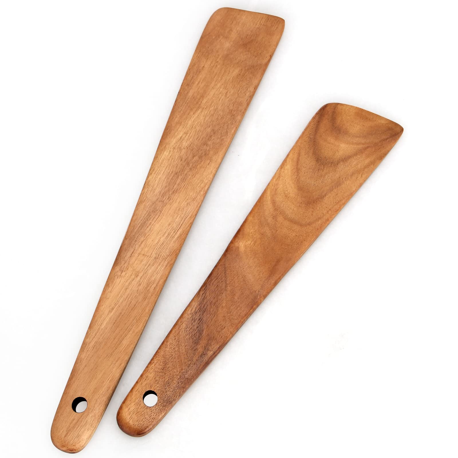 2 Pcs Teak Wooden Spatula Set Flat Kitchen Turner Spatula Best Wood Spatula For Cooking Baking Spatula Non Stick Kitchen Utensil