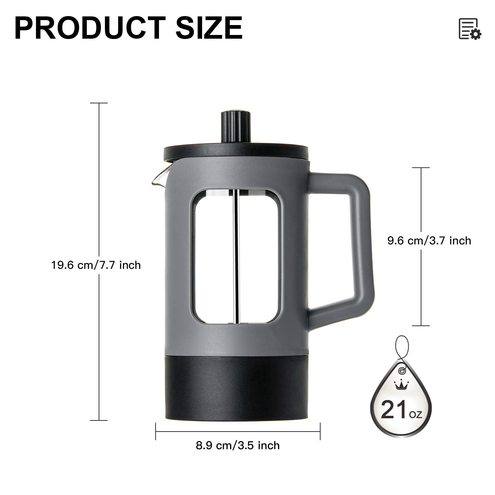 Yolife French Press Coffee Maker, 21 Oz Small Coffee Tea Press With Heat-Resistant Borosilicate Glass, 4-Level Filtration System