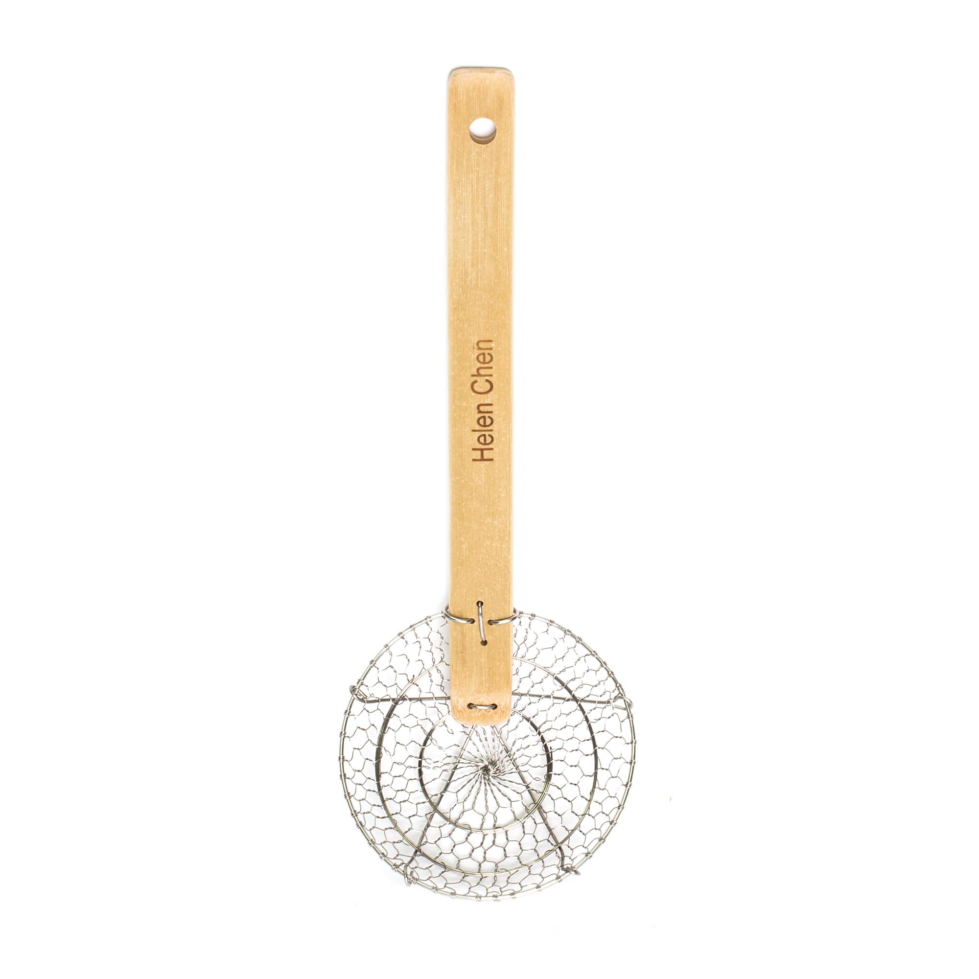 Helens Asian Kitchen Spider Strainer, Stainless Steel Mesh with Natural Bamboo Handle, 5-Inch Strainer Basket