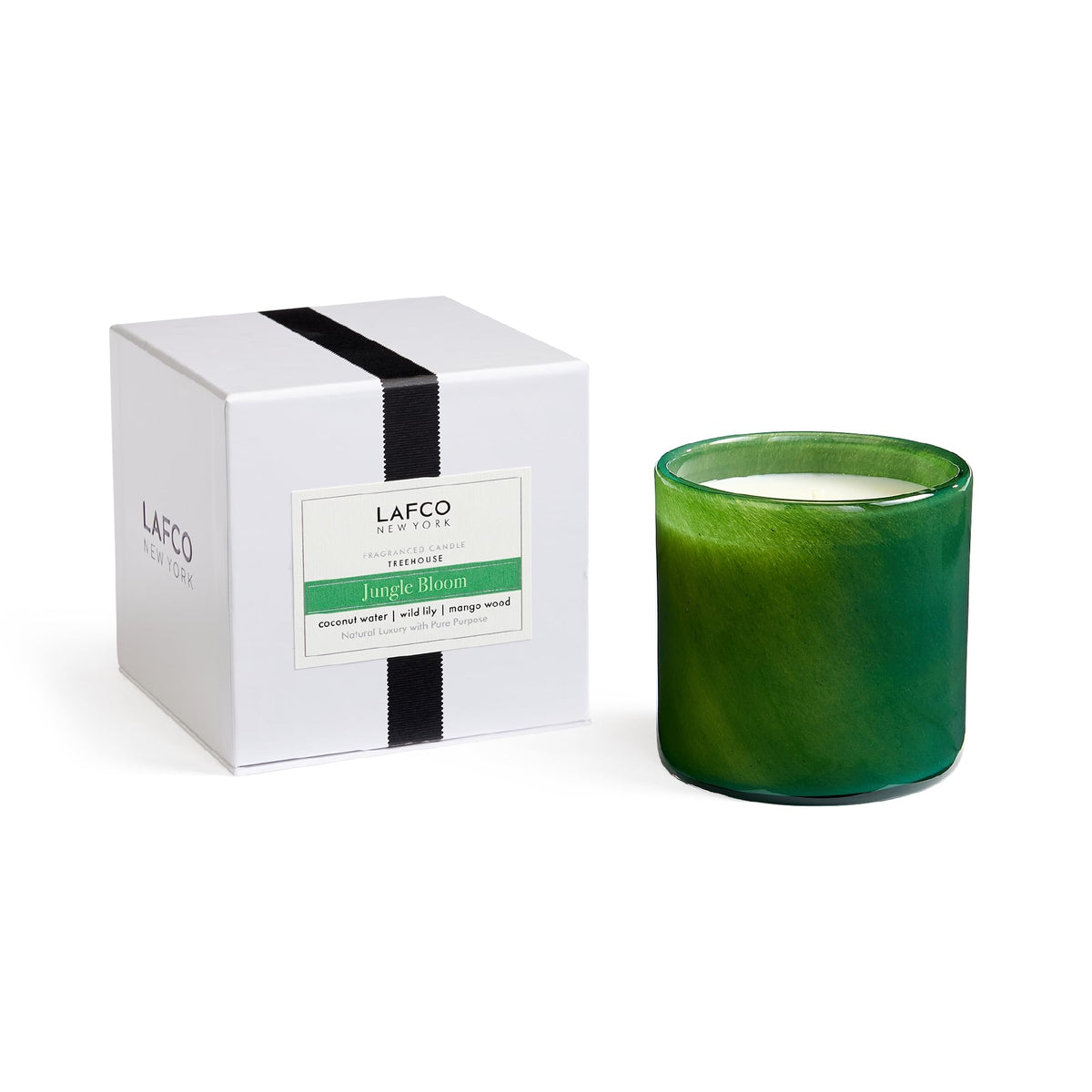 LAFCO New York Signature Candle, Jungle Bloom - 15.5 oz - 90-Hour Burn Time - Reusable, Hand Blown Glass Vessel - Made in The US