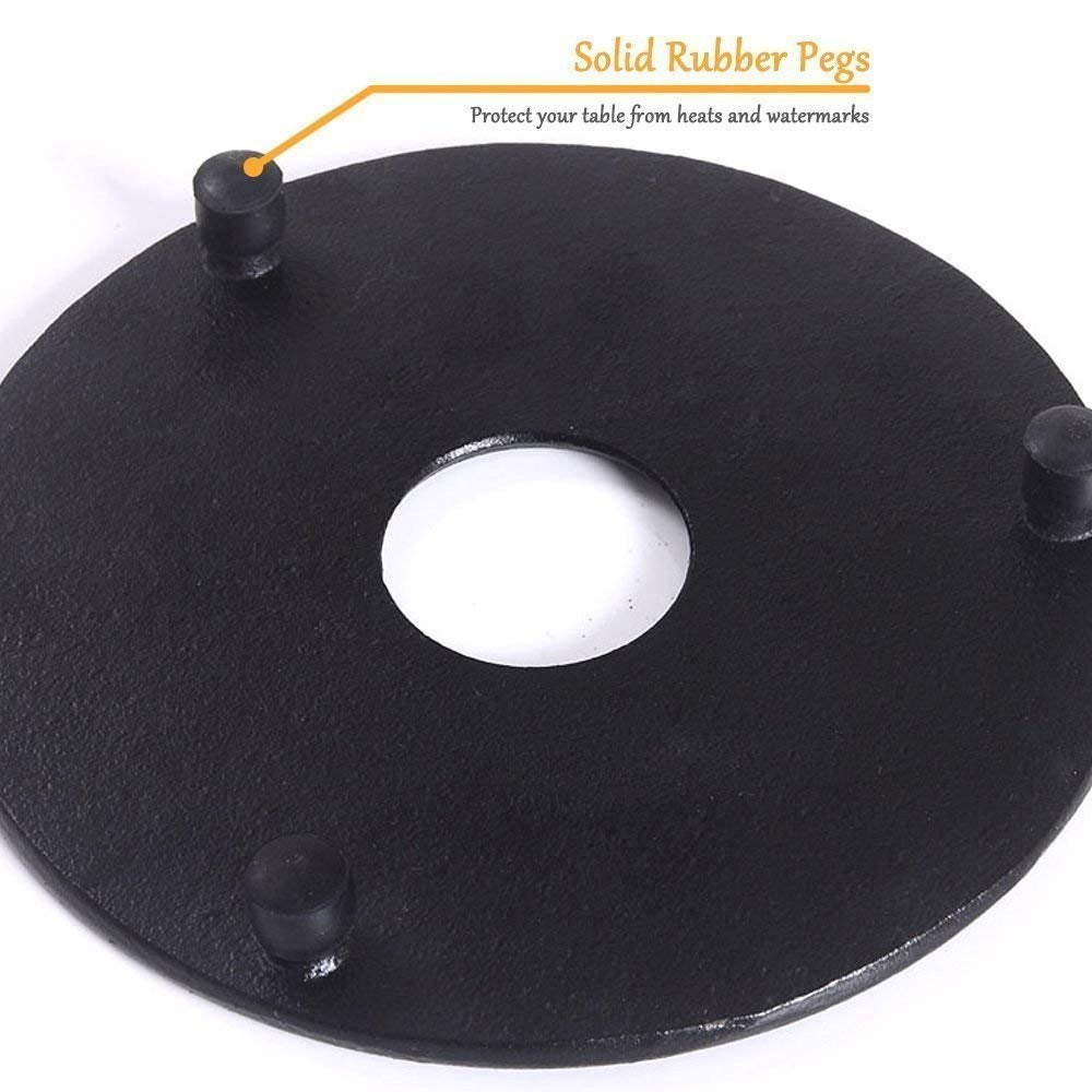 Suyika Cast Iron Mat With Rubber Pegs/Feet For Japanese Tea Kettle Cast Iron Teapot Black Trivet 5.3In