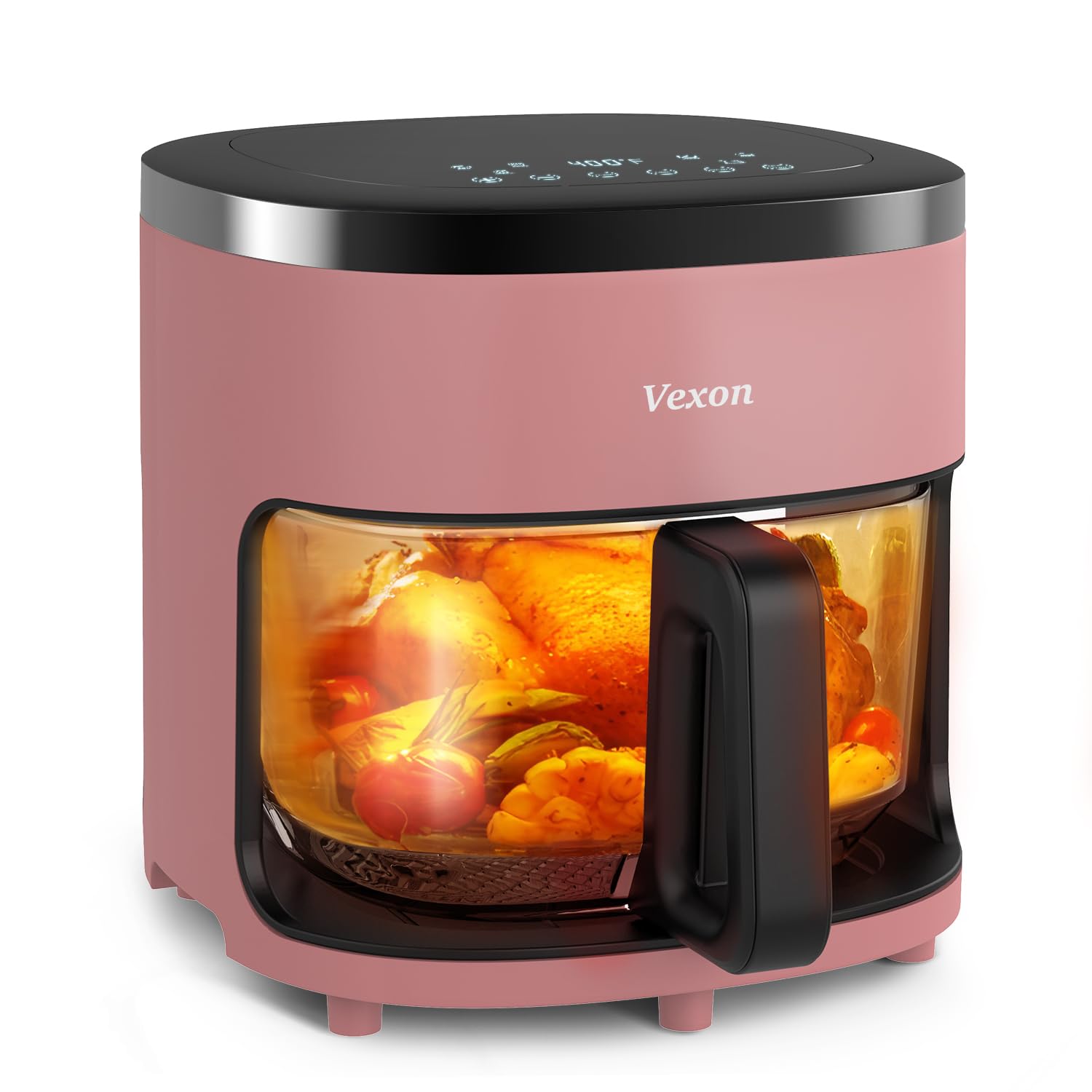 6-IN-1 Glass Air Fryer,4.5QT Air Fryer with Viewing Glass Pot, Air Fry, Dehydrate, Air Crisp Technology,Nonstick & Dishwasher Sa