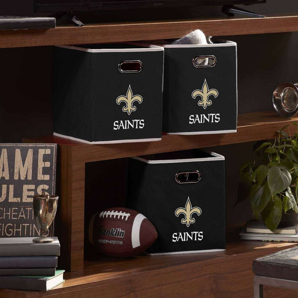 Franklin Sports Nfl New Orleans Saints Collapsible Storage Bin Nfl Folding Cube Storage Container Fits Bin Organizers Fabric Nfl