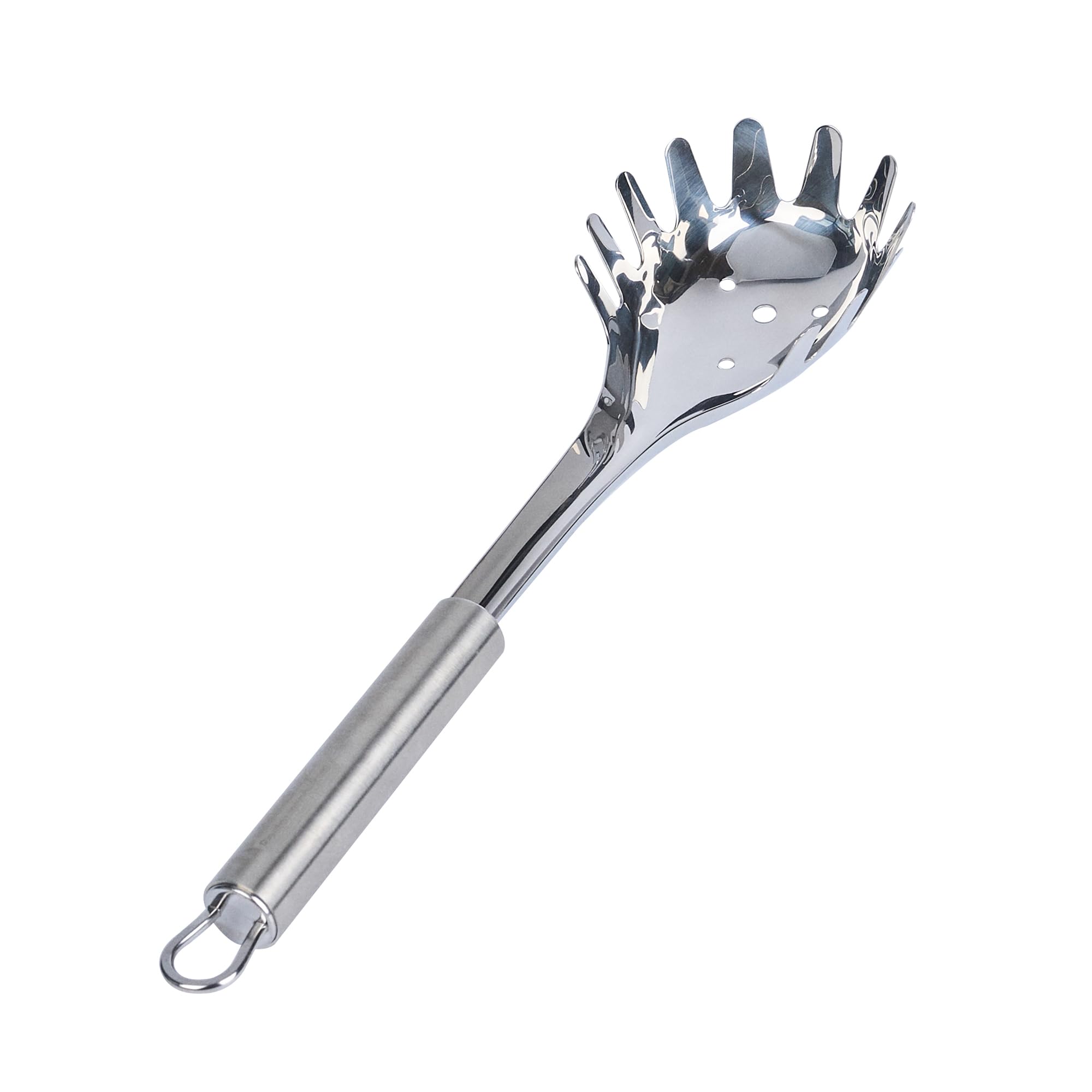 Restaurantware 12.5 Stainless Steel Pasta Fork - 36 Pack - German Standard Pasta Server with Large Slotted Bowl, Dishwasher Safe