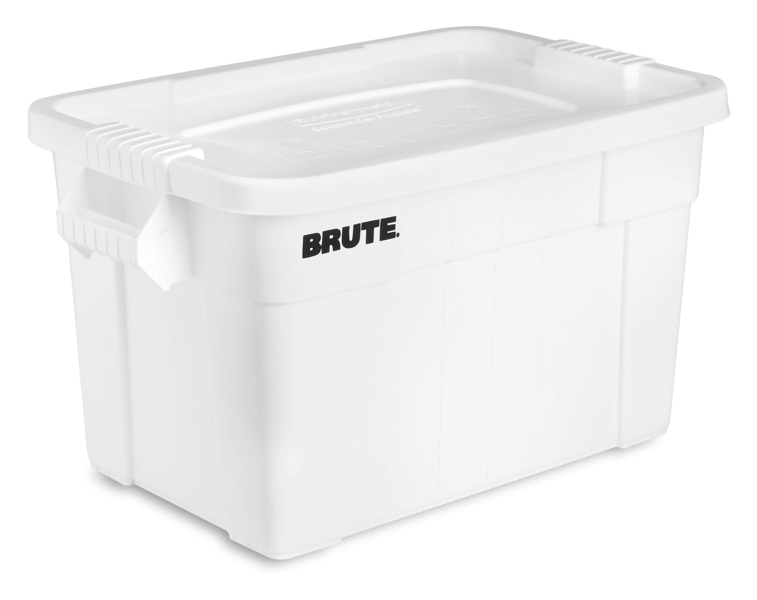 Rubbermaid Commercial Products Brute Tote Storage Container With Lid-Included, 20-Gallon, White, Reusable Boxes For Moving/Stori