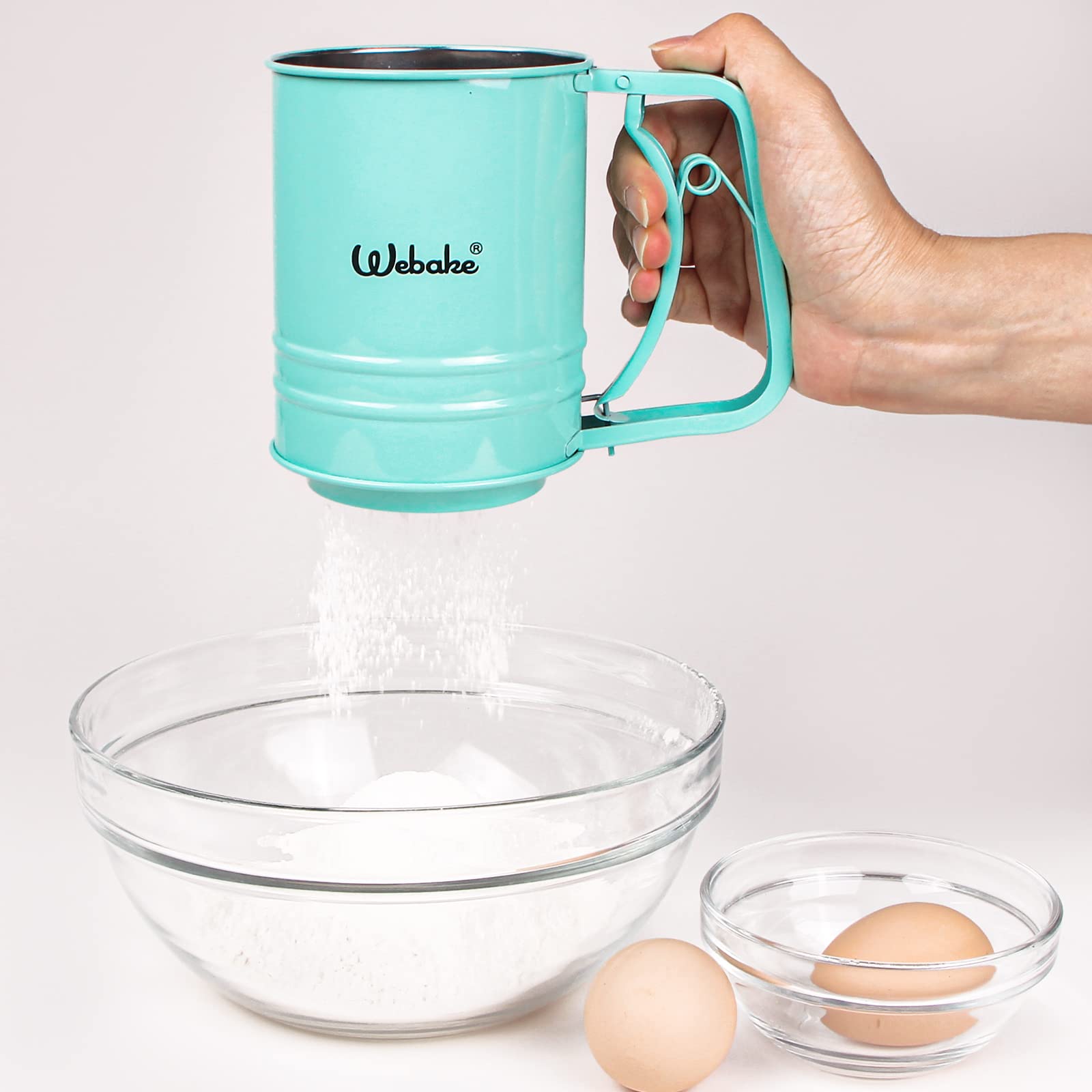 Webake Flour Sifter For Baking Stainless Steel One-Handed Small Flour Sieve Kitchen Sifter Cocoa Powder Sieve Baking Supplies St