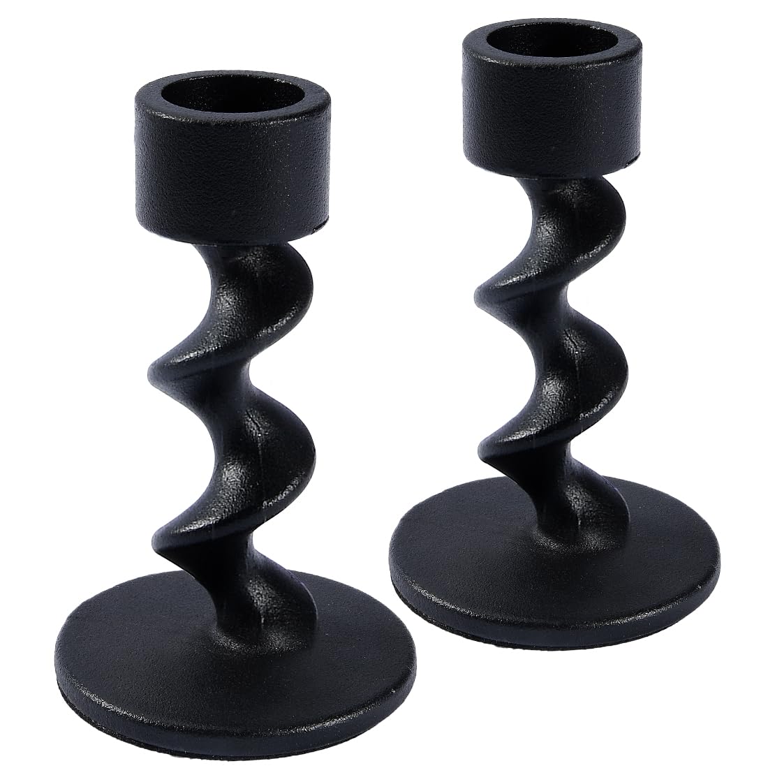 Aglary 2PCS Sprial Black Taper Candle Holders, Matte Iron Candlestick Holders Centerpieces for Home Decoration, Wedding Annivers