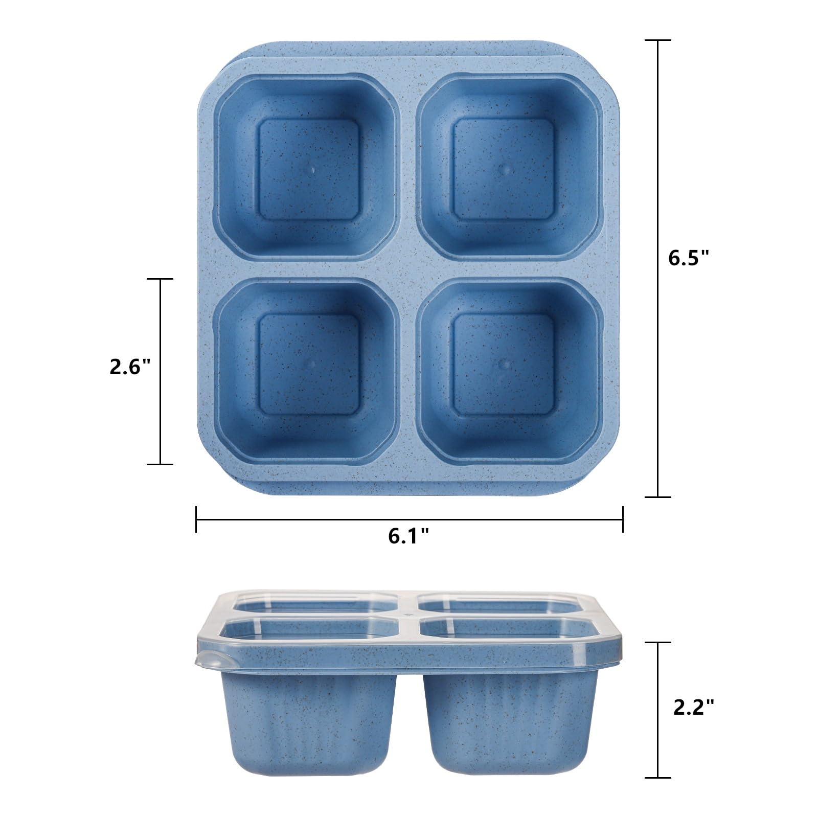 Cididu 8 Pack Snack Containers, Reusable Bento Lunch Boxes For Kids Adults, Meal Prep Lunch Containers 4 Compartment Small Porti