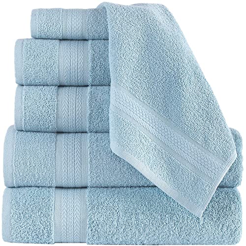 Regal Ruby, 6 Piece Towel Set, 2 Bath Towels 2 Hand Towels 2 Washcloths, Soft And Absorbent, 100% Turkish Cotton Towels For Bath