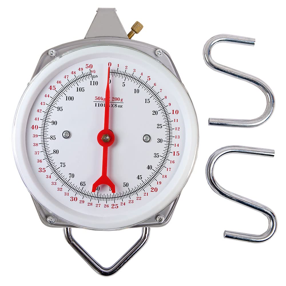 Spring Hanging Dial Scale,110Lbs Industrial Hanging Scale,Spring Mechanical Hanging Scale For Kitchen Fishing,Mechanical Luggage