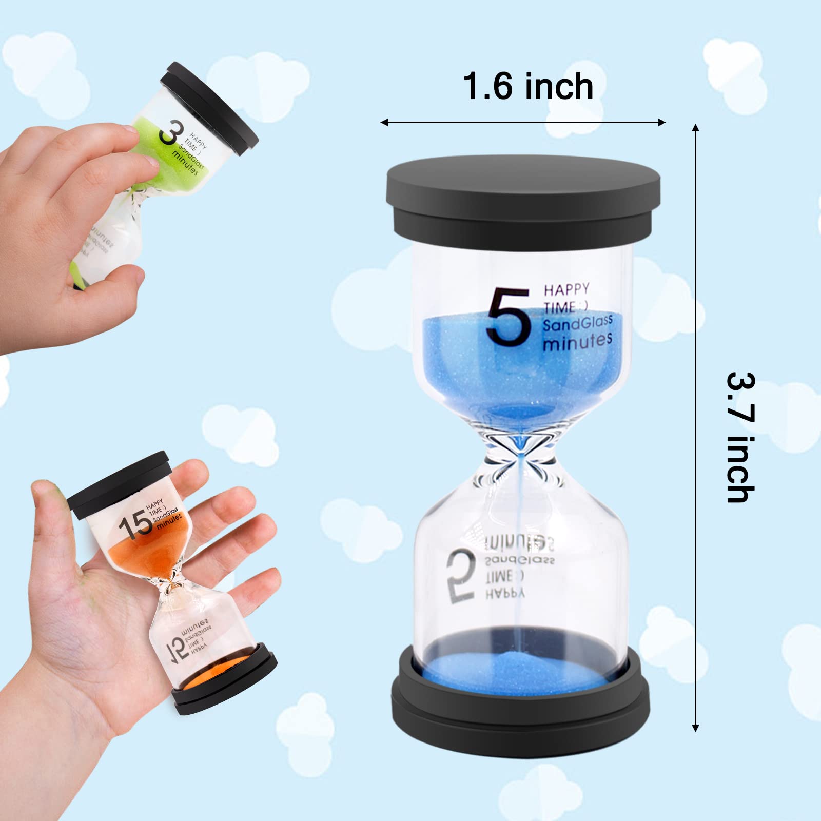 Sand Timer, Hourglass Sand Timers Colorful 1/3/5/10/15/30 Minutes Sandglass Timer With Protective Cover For Classroom Home Offic