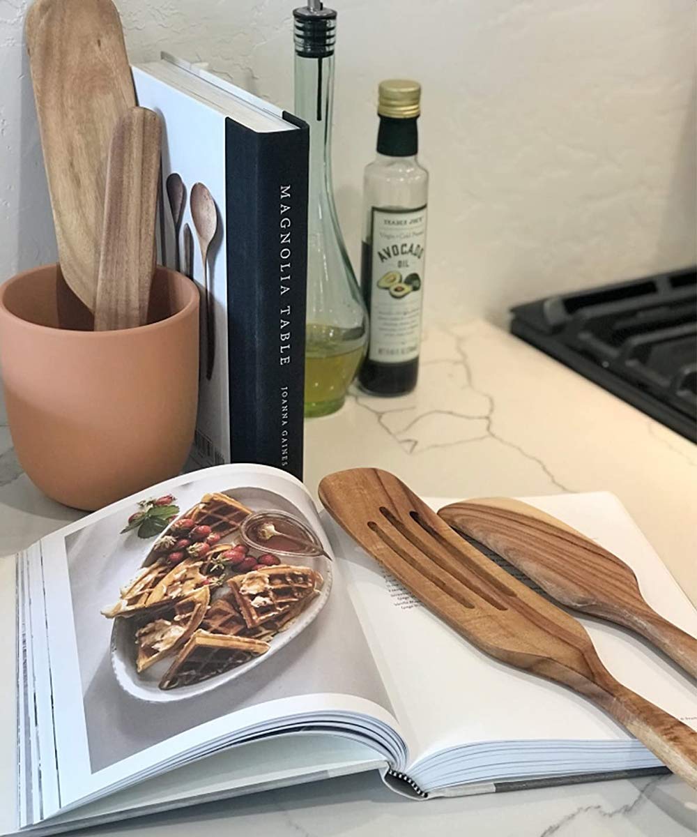 Spurtle Set, Natural Acacia Wooden Kitchen Utensils Set Of 4, Wooden Spoons Utensils For Cooking, Stirring, Mixing, Serving, Spu