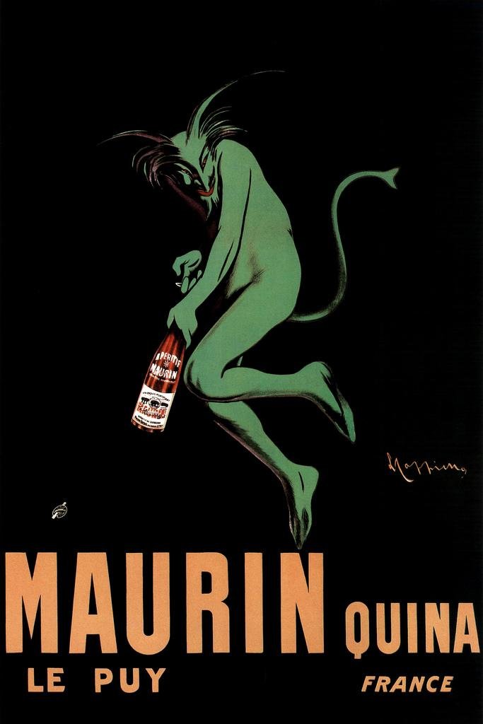 Leonetto Cappiello Maurin Quina Quinina Apertif Green Devil Vintage Advertising Print Cool Wall Art Print Poster 24X36