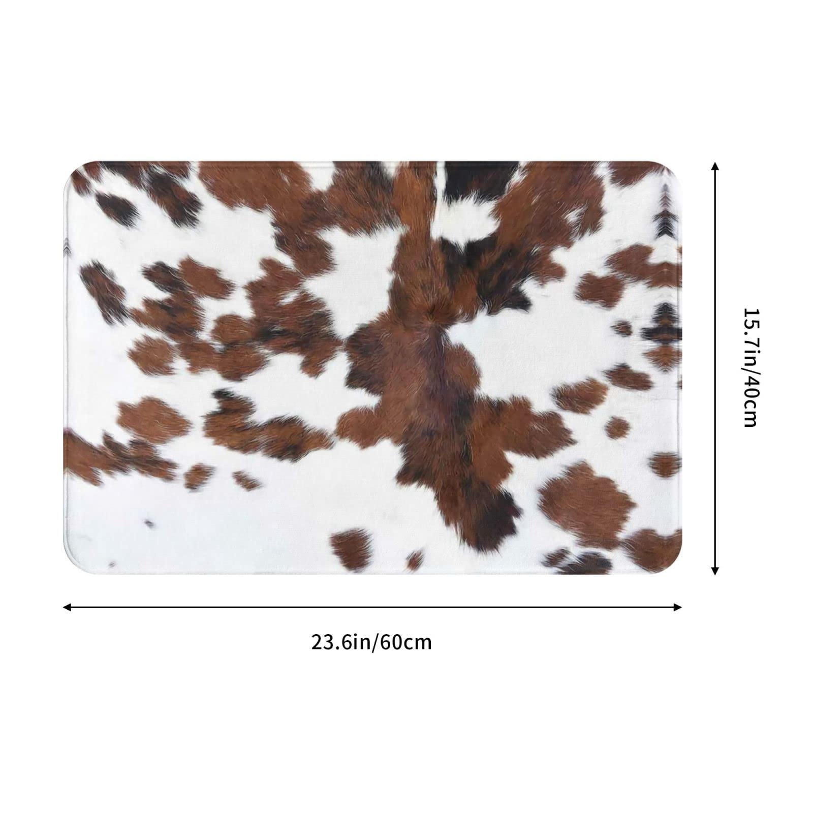Brown Cowhide Cow Print Western Bathroom Decor Bath Mats, Soft Absorbent Bath Rug Non-Slip Floor Rug Carpets For Kitchen Bathroo