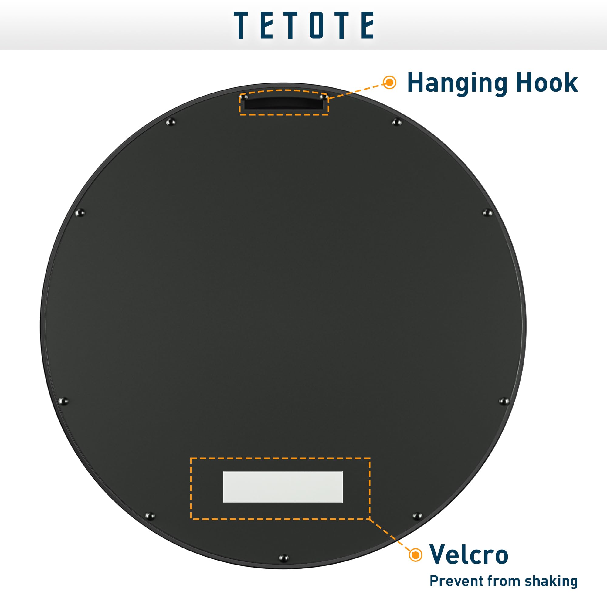 Tetote Black Round Mirror, 36 Inch Matte Metal Framed Circle Bathroom Mirrors, Wall Mounted Modern Decorative Farmhouse Mirror F