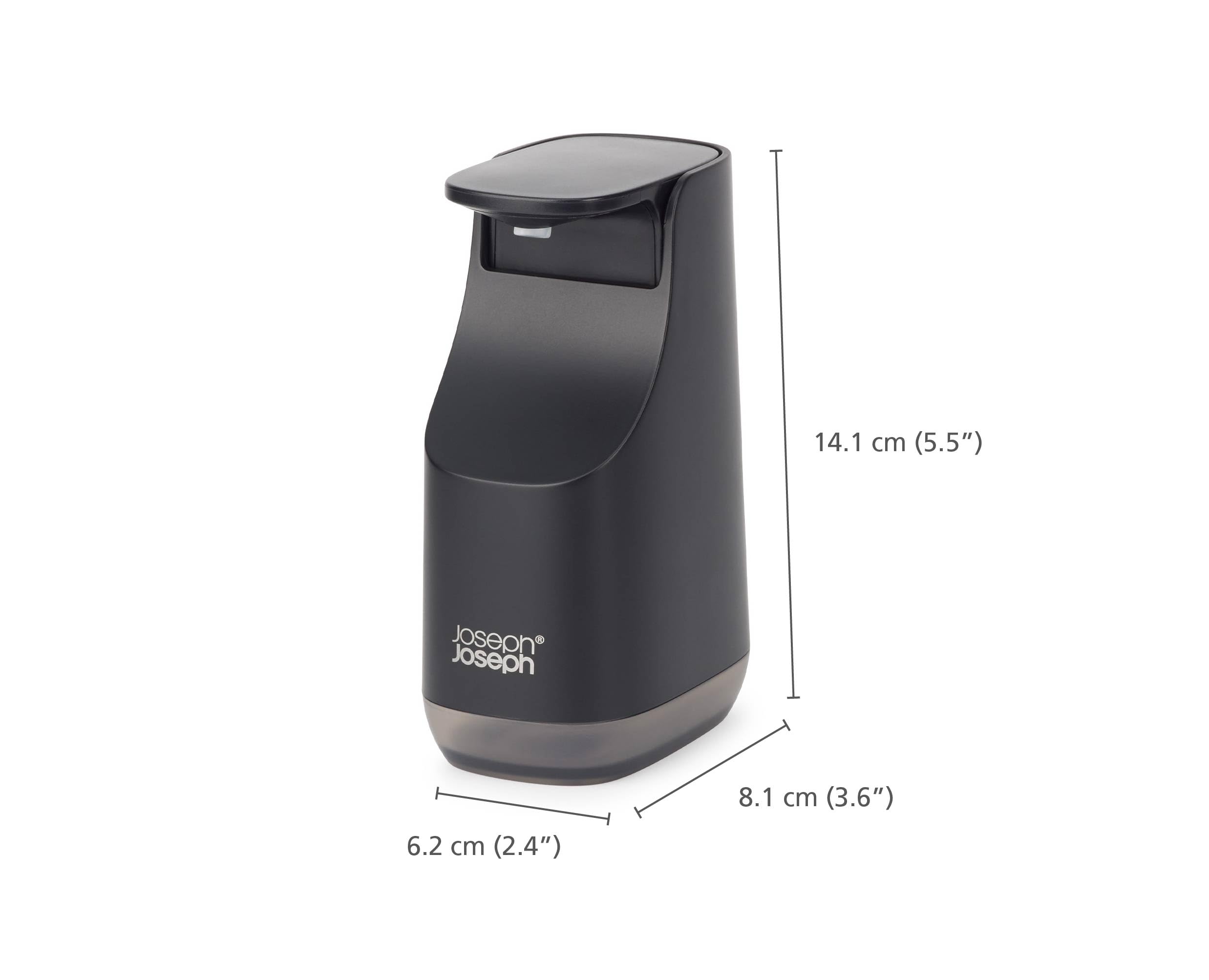 Joseph Joseph Bathroom Slim, Compact Soap Dispenser, Easy-Push Pump Head, Non Drip Nozzle, Fill-Level Window, Refillable, Matt B