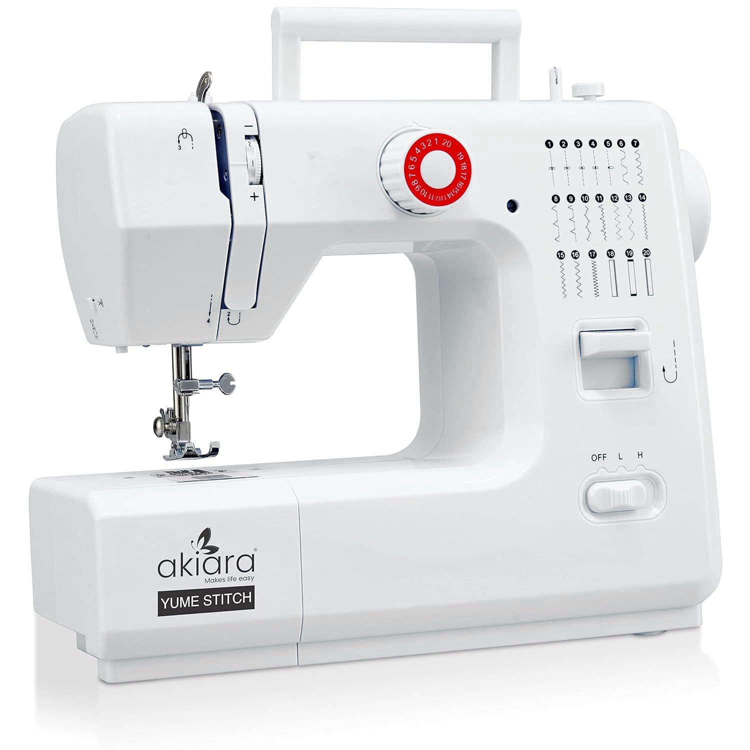 Akiara - Makes Life Easy Stiching Machine With 20 Stitch Patterns, Reverse Stitch, Sewing Machine For Home Tailoring With Zig Za