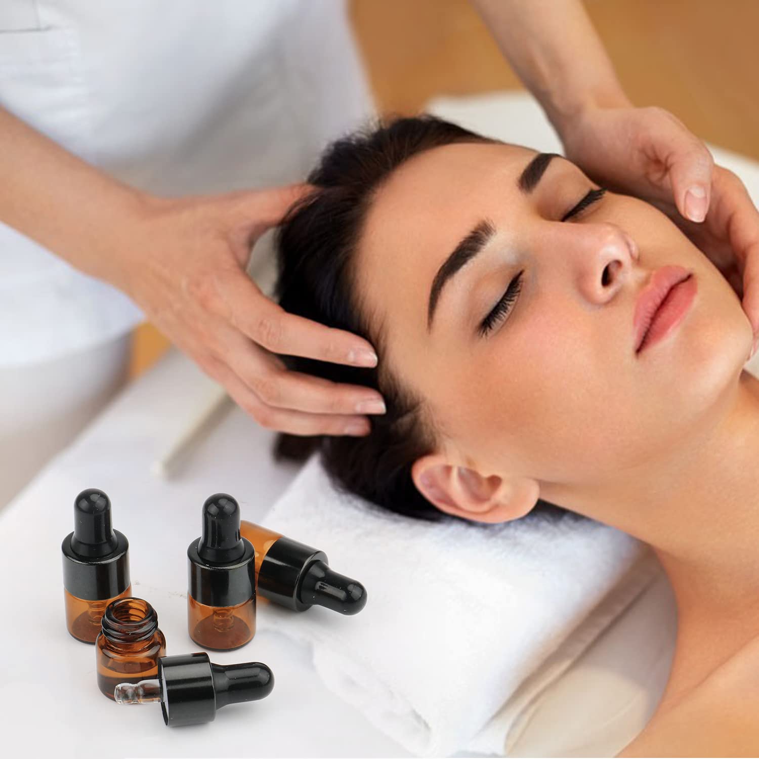 30Pcs Amber Glass Dropper Bottles Mini Empty Sample Vials Essential Oil Dropping Bottles Perfume Jars Cosmetic Container With Gl