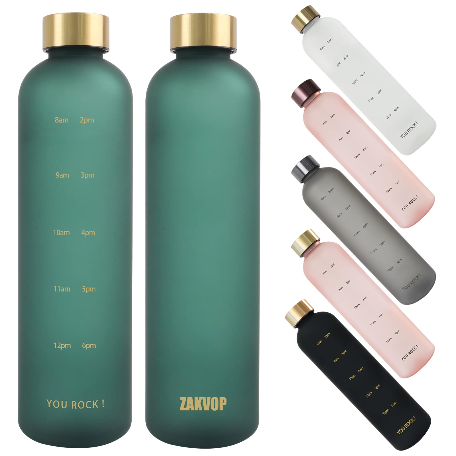 ZAKVOP 32oz Water Bottles with Times to Drink, Motivational Water Bottle with Time Marker, BPA Free Reusable Water Bottle with H