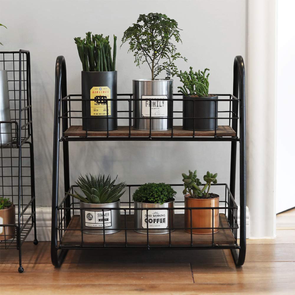 Indian Decor. 21099 Indoor Planter Stand/Spice Rack/Wrought Iron DoubleLayer Spice Rack, Spice Rack/MultiFunction Storage Rack
