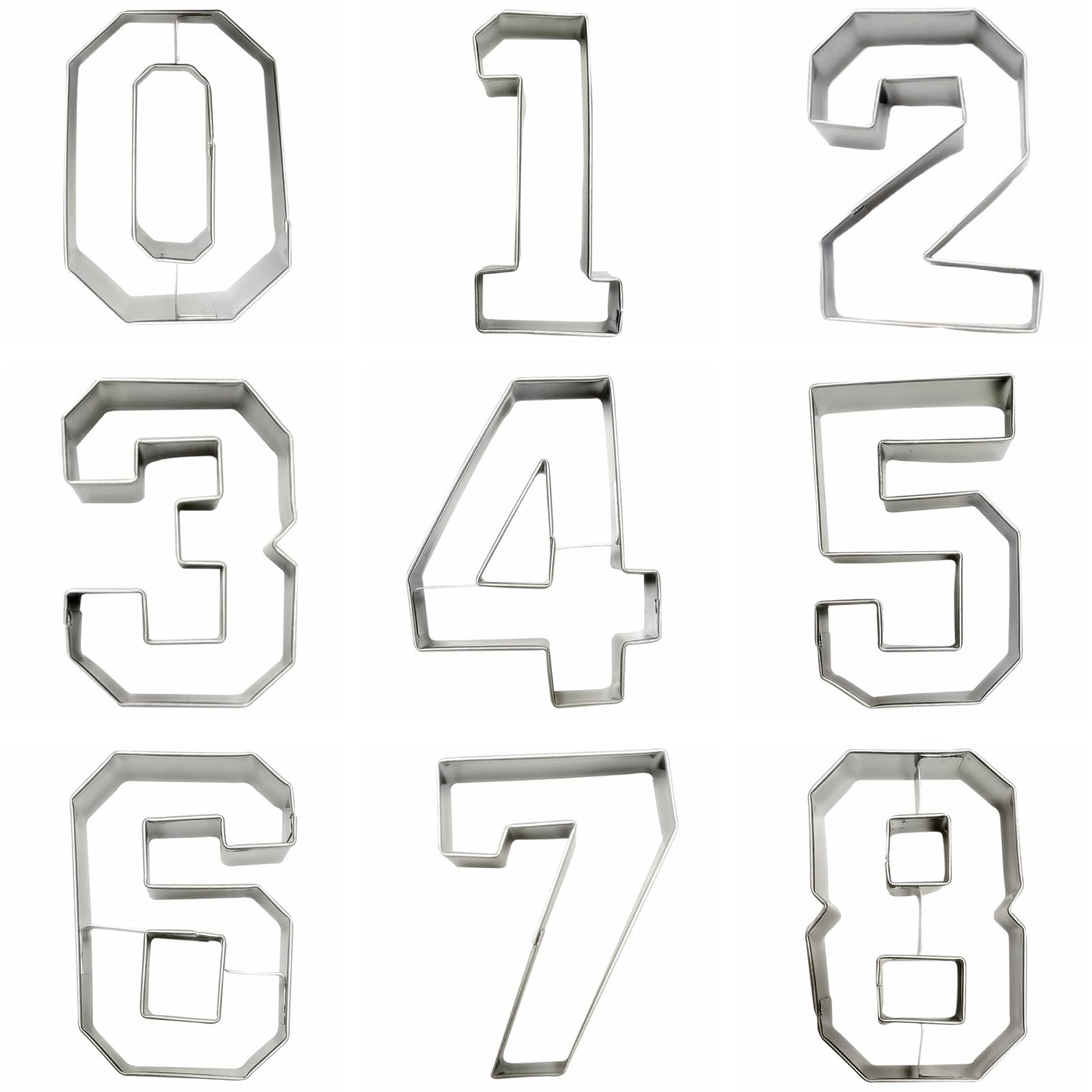 Number Shaped Cookie Cutters Set Of 9 Pcs, Stainless Steel 0 To 8 Fondant Cutter Molds Baking Diy (6 Switch To 9) (Right Angle)