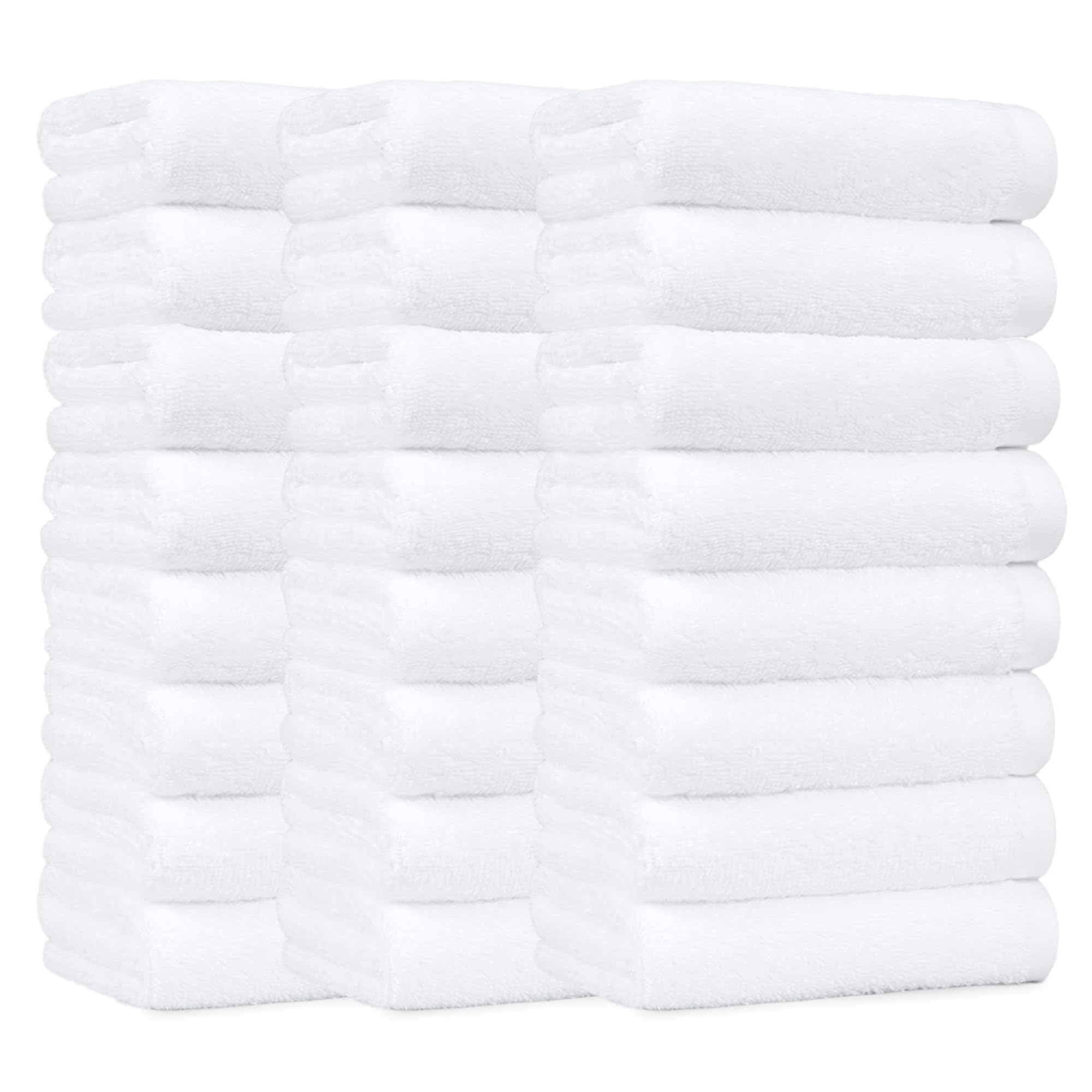 Amazon Basics Soft and Thick Cotton Hand Towels, 16 x 26 in, White, 24-Pack
