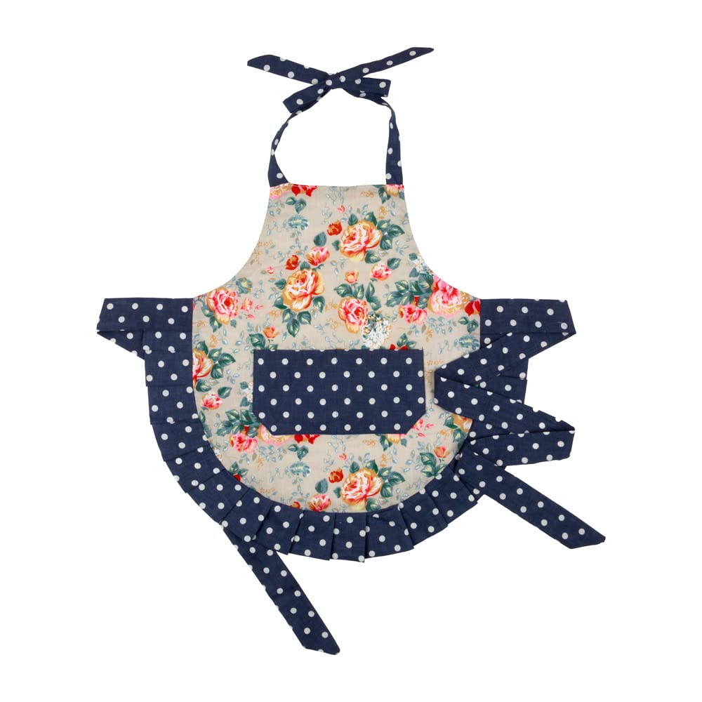 Neoviva Toddler Girls Apron With Pockets For Daily Play Kitchen, Double-Layered Kitchen Apron For Children, Style Kathy, Floral