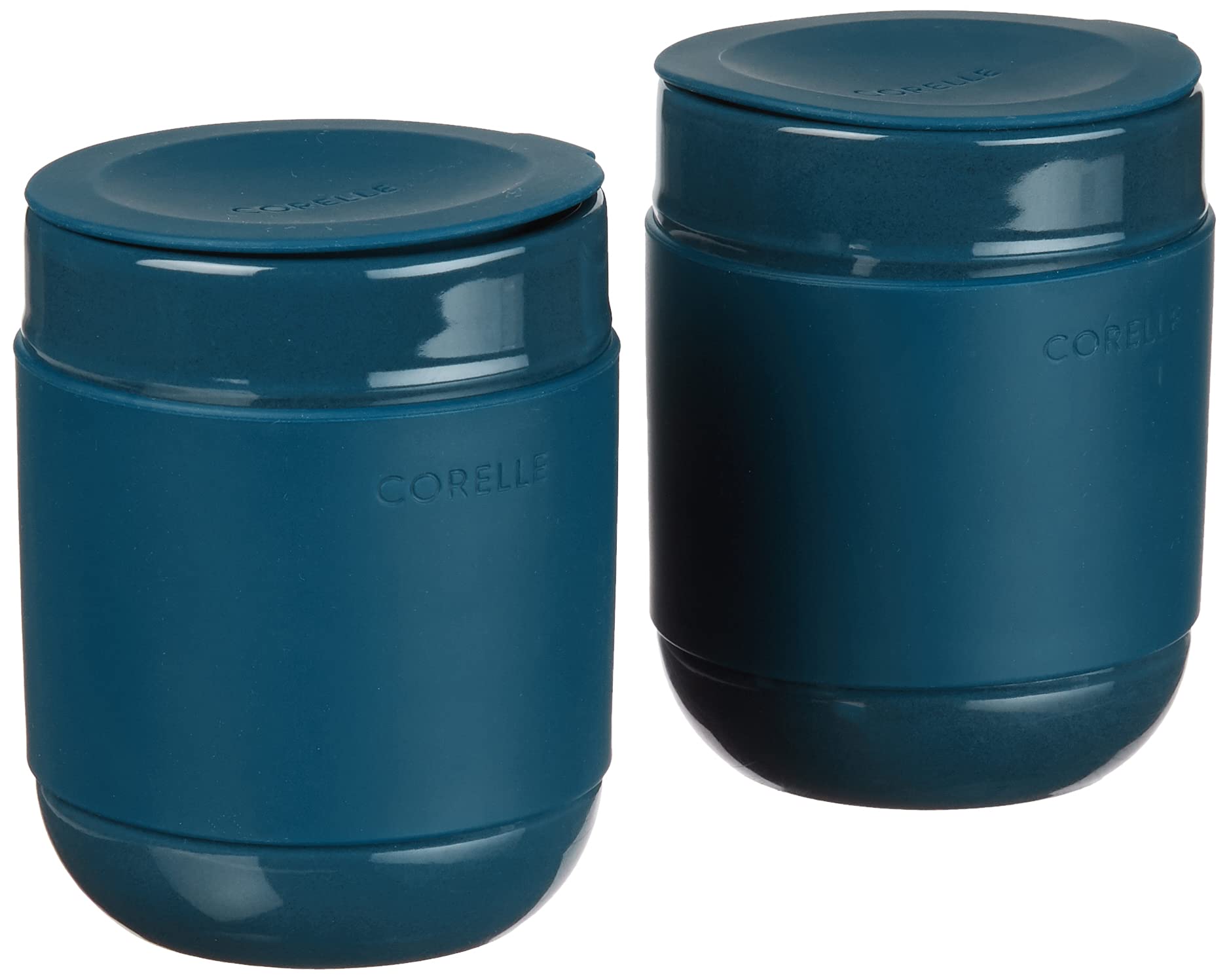 Corelle Stoneware 4-Pc Tumbler Set of 2 with Lids  Handcrafted Artisanal Travel Mug  Solid Glaze Stoneware  13-1/2-Oz Travel Coffee Mug Set  Navy