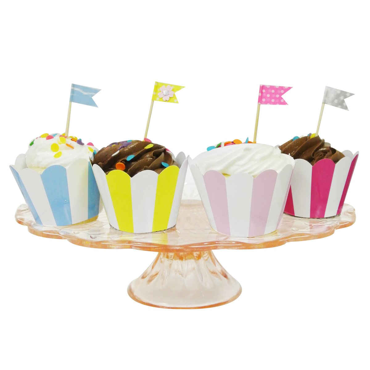 Allydrew Standard Size Striped Cupcake Wrappers (Set Of 20), Yellow