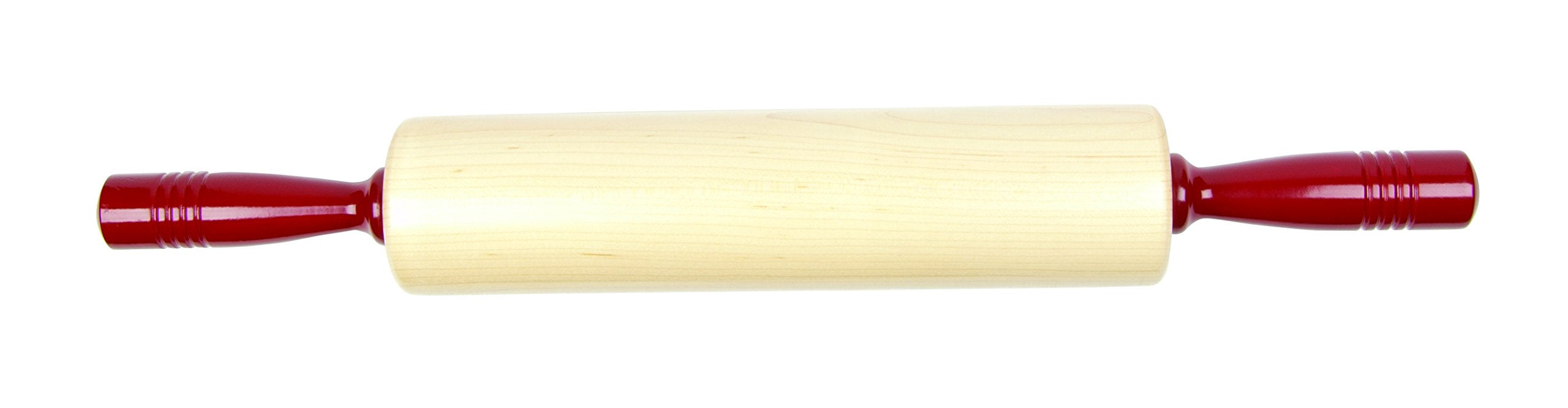 Fletchers' Mill Rolling Pin With Handles, Maple/Cinnabar - 12 Inch, Professional Rolling Pins For Baking, Pasta, Pie, Cookie Dou
