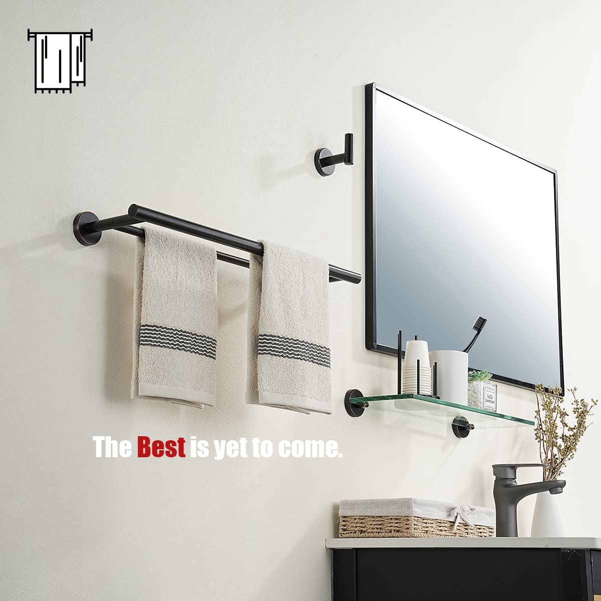 JQK Double Towel Bar Oil Rubbed Bronze  16 Inch 304 Stainless Steel Thicken 0.8mm Towel Rack Bathroom  Towel Holder ORB Wall Mount  Total Length 19.16 Inch  TB100L16-ORB